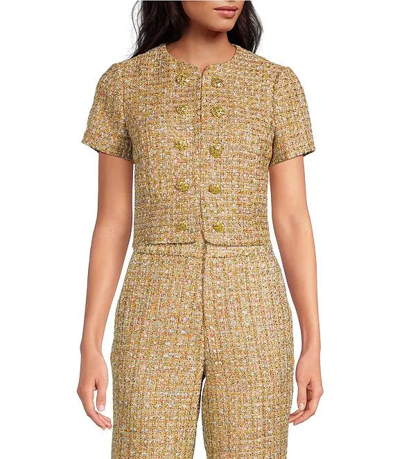 Tessa Cropped Tweed Top