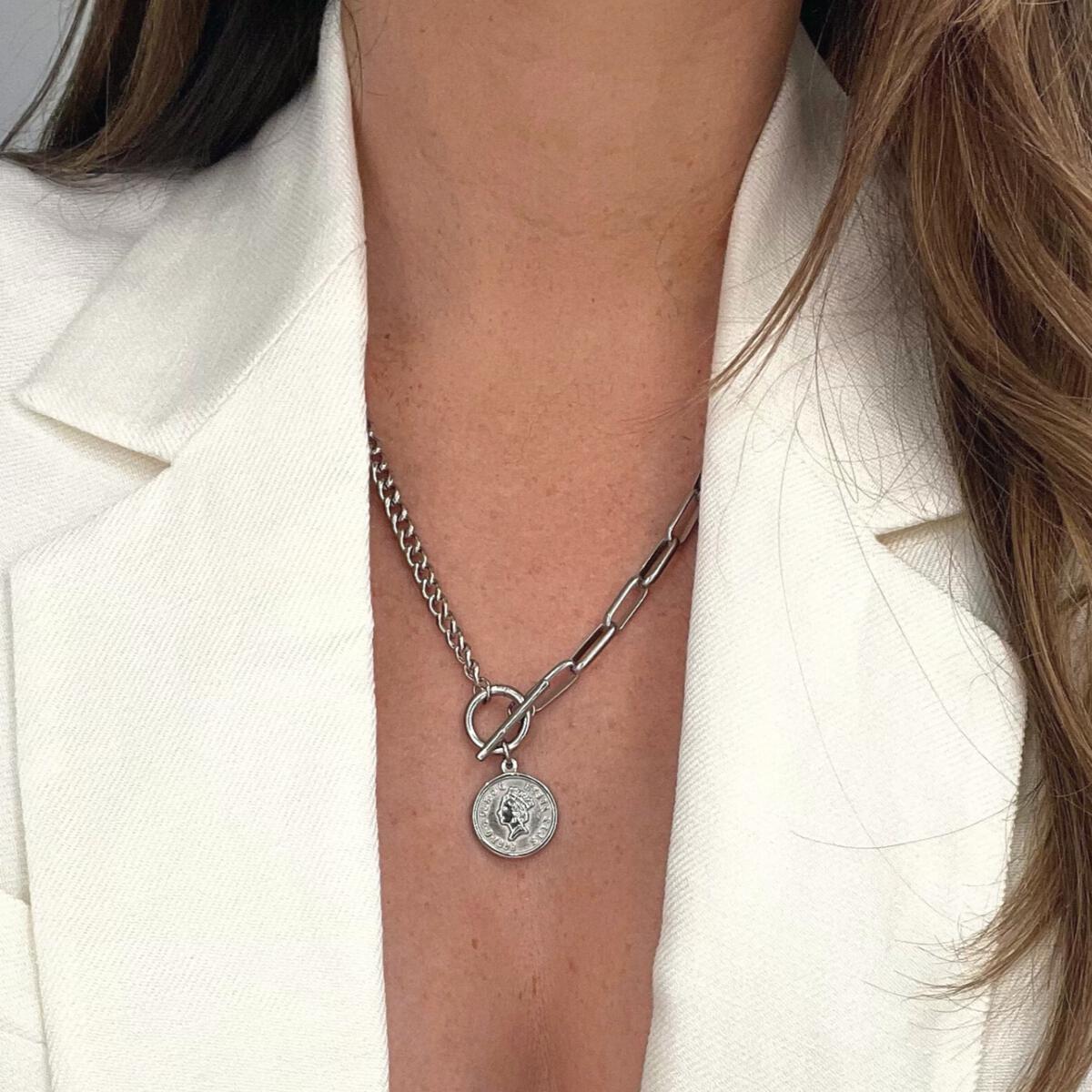 Stacie Toggle Chain Coin Necklace