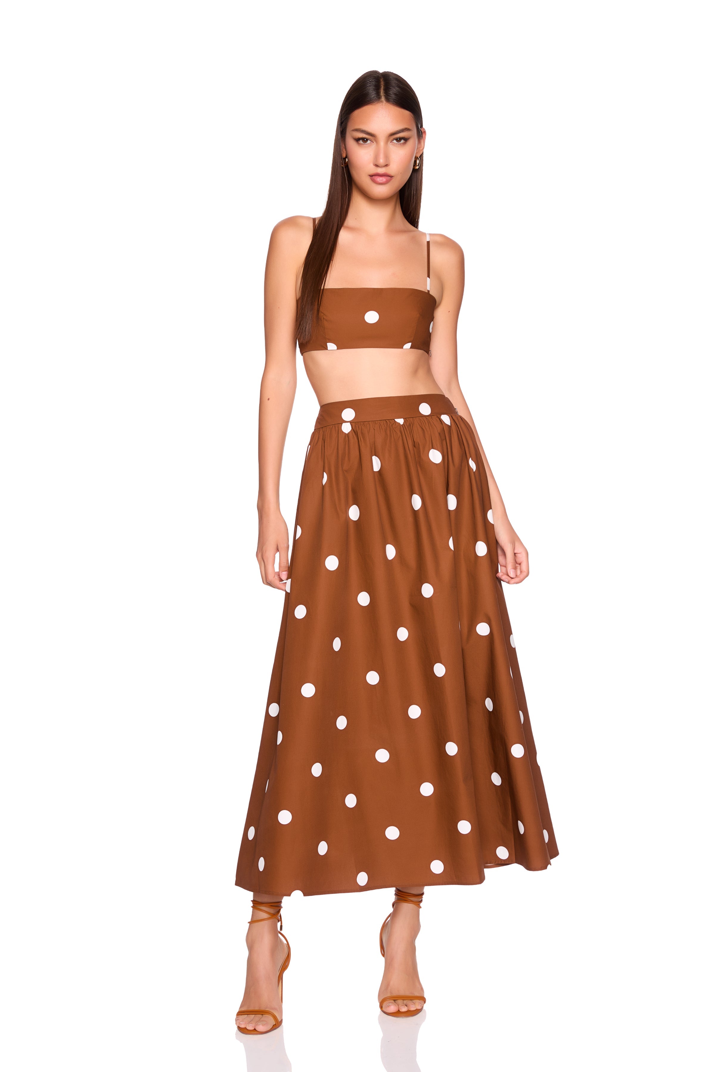Polka Dot Poplin Midi Skirt