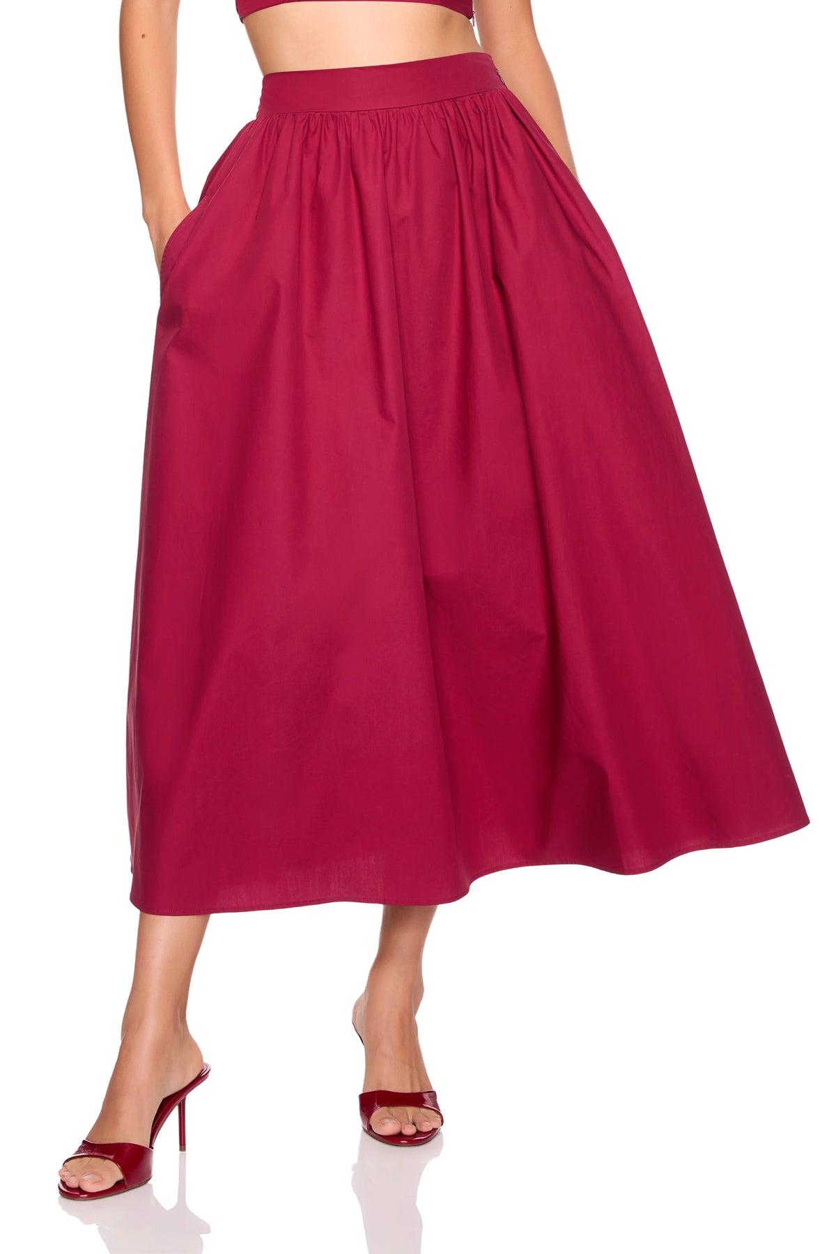 Poplin Midi Skirt in Beaujolais