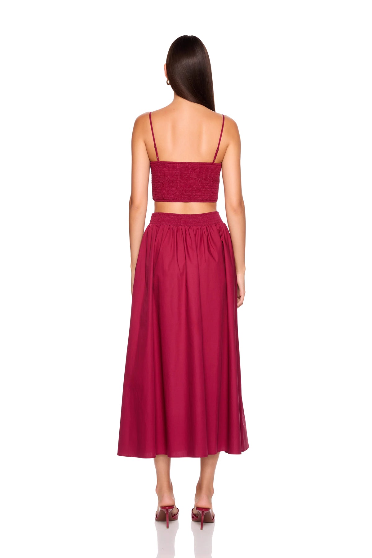 Poplin Midi Skirt in Beaujolais