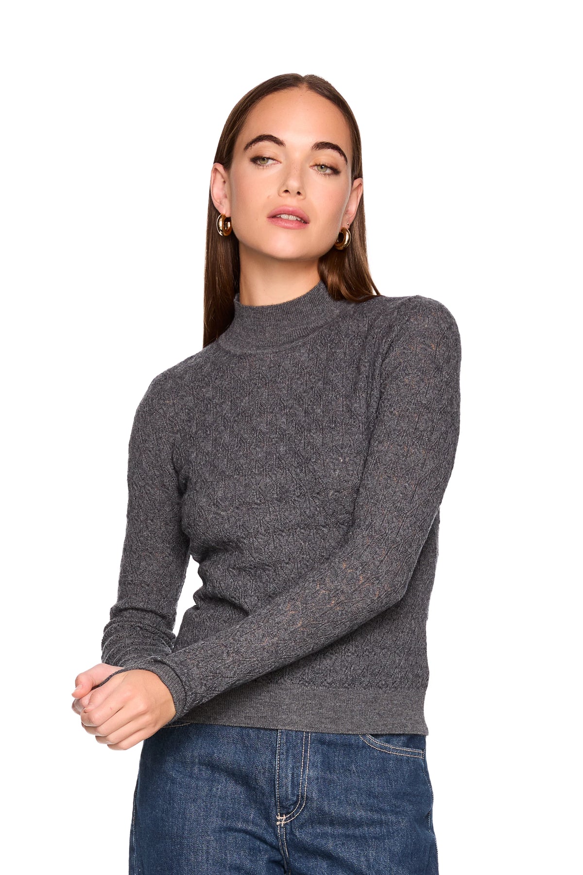Pointelle Turtle Neck