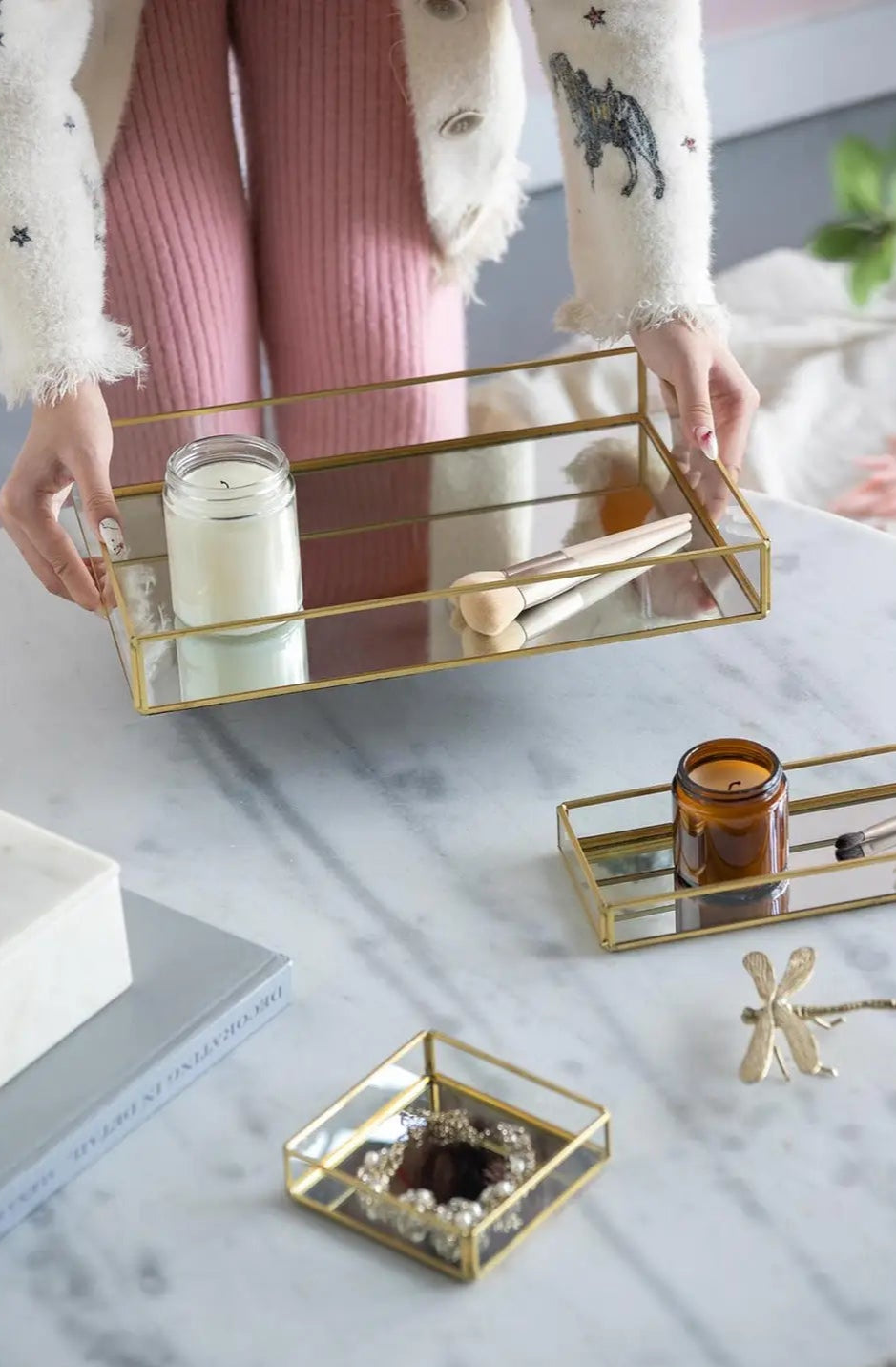 Gold Rimmed Glass Tray