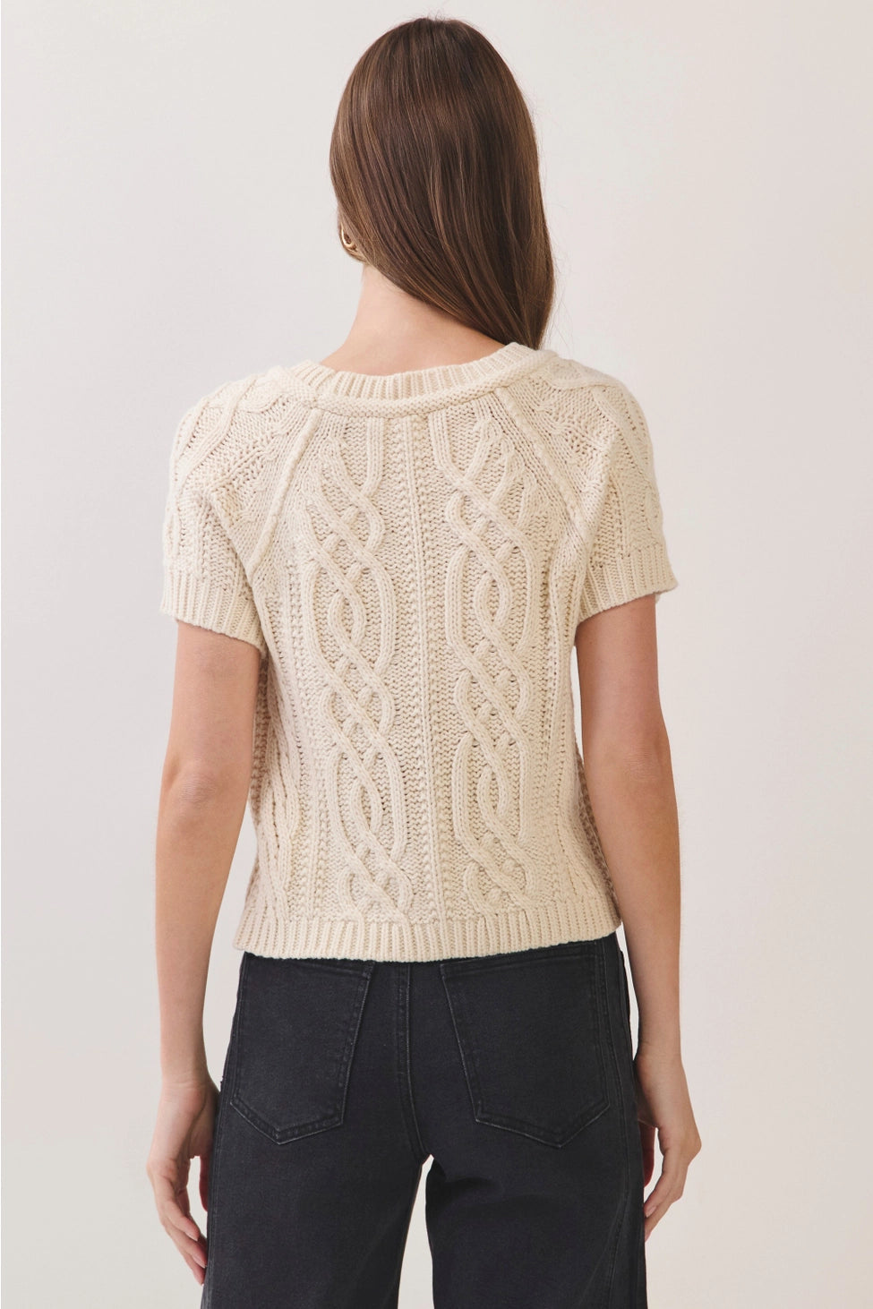 Cable Knit Short Sleeve Sweater