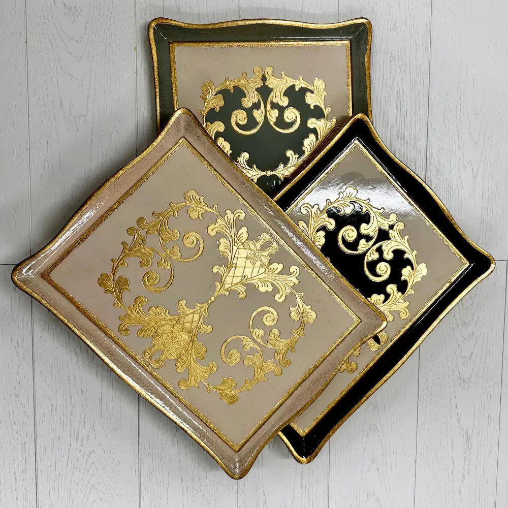 Florentino Baroque Taupe Rectangular Tray