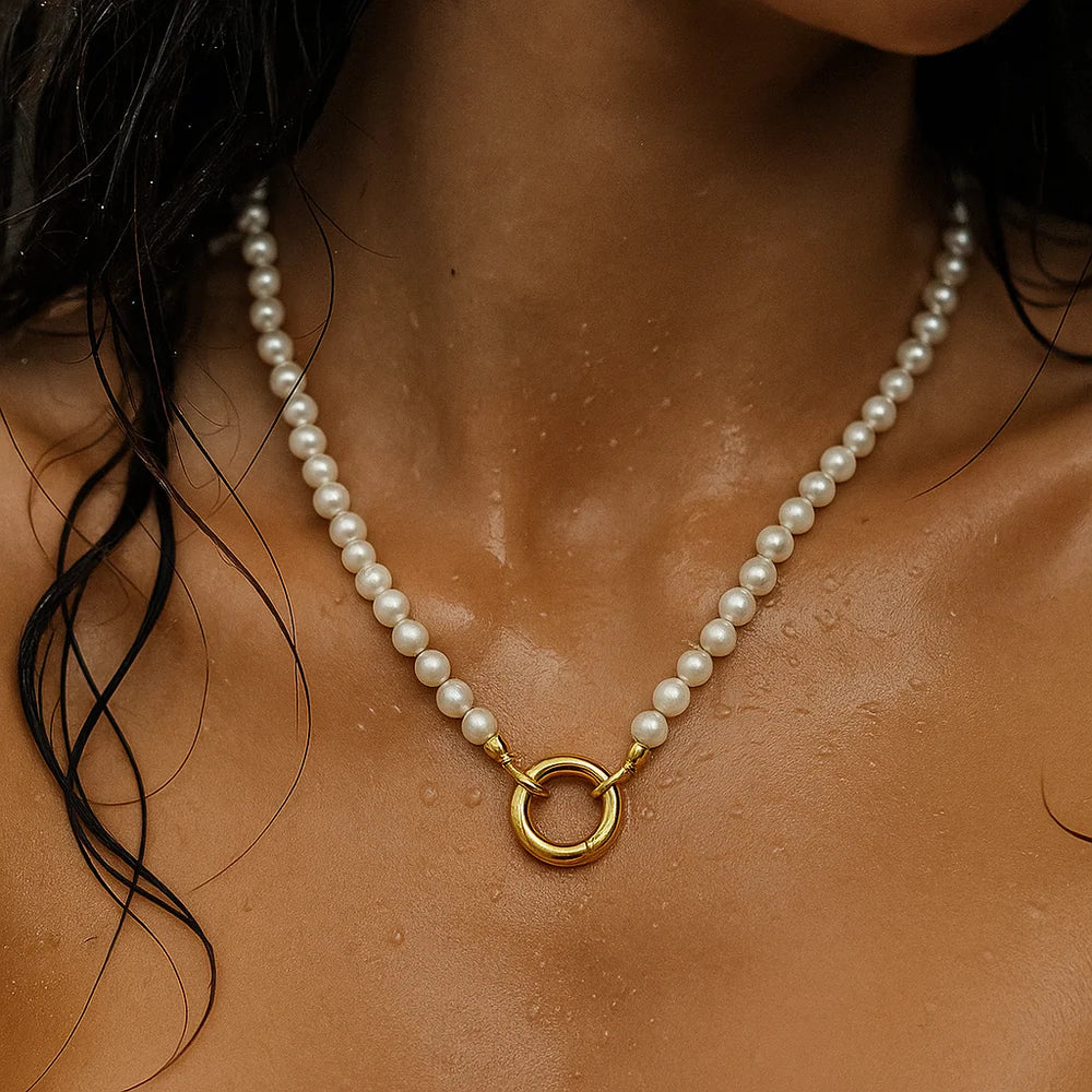 Angelica Pearl Push Clasp Necklace