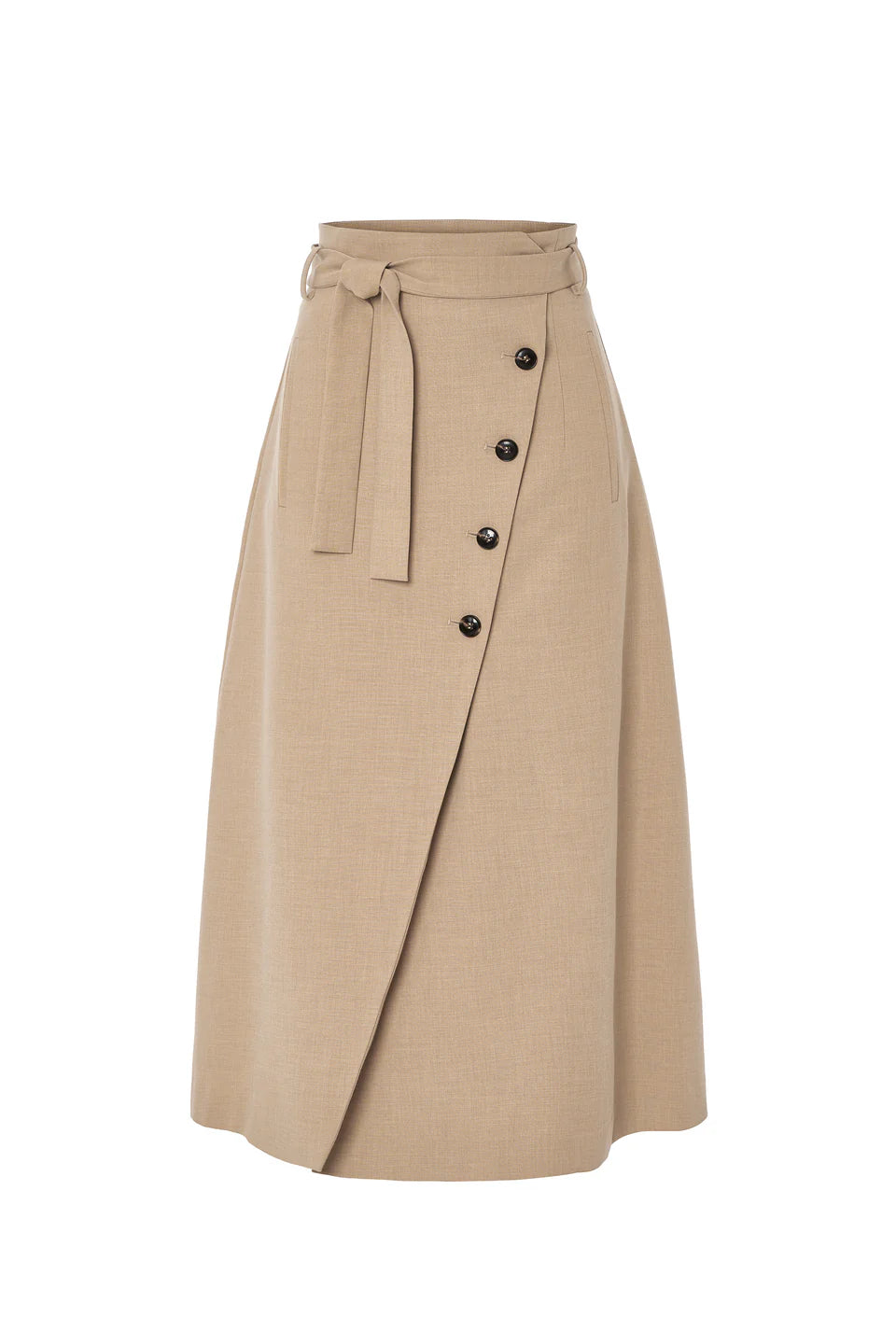 High-Waisted Wrap Skirt with Side Button Detail