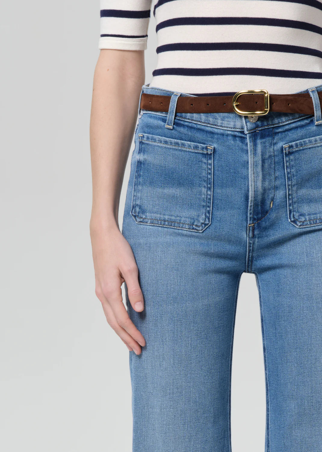 Kimberly Patch Pocket Flare Jeans in Adore