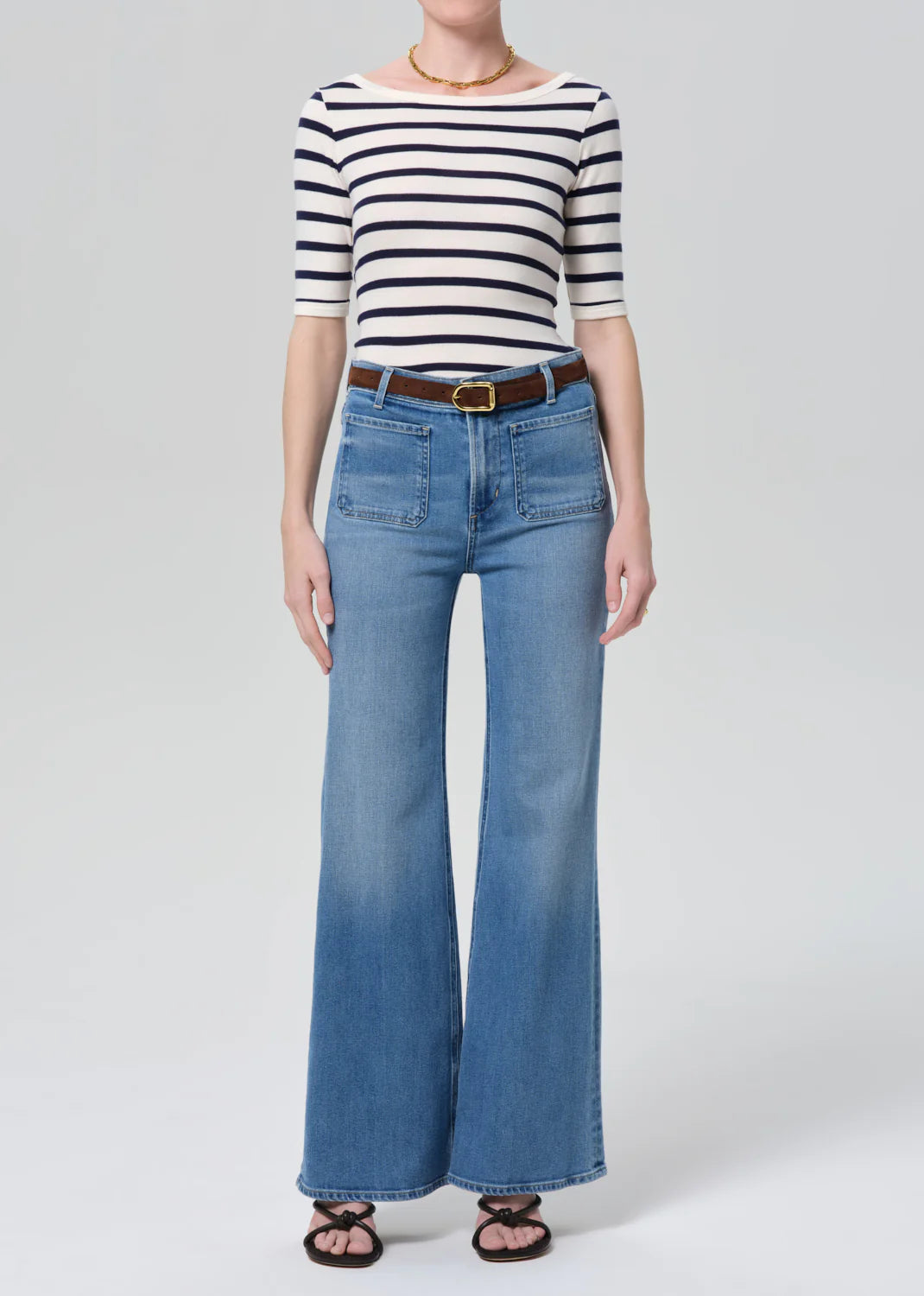 Kimberly Patch Pocket Flare Jeans in Adore