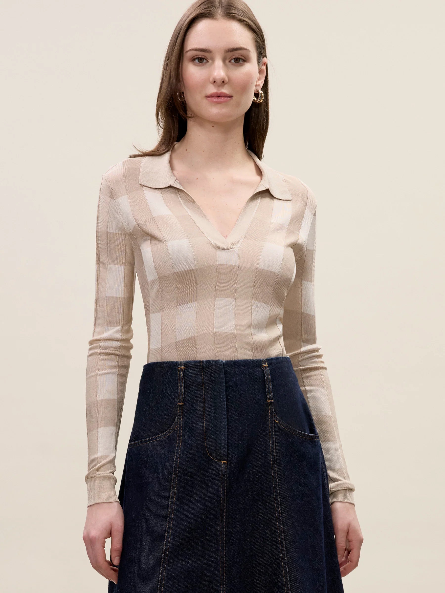 Sheer Gingham Sweater