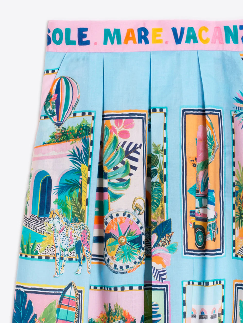 Blue Holiday Print Skirt