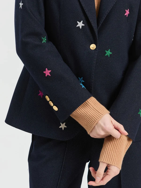 Vilagallo Navy Embroidered Stars Blazer