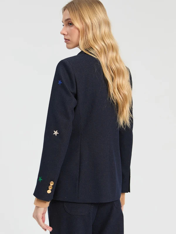 Vilagallo Navy Embroidered Stars Blazer