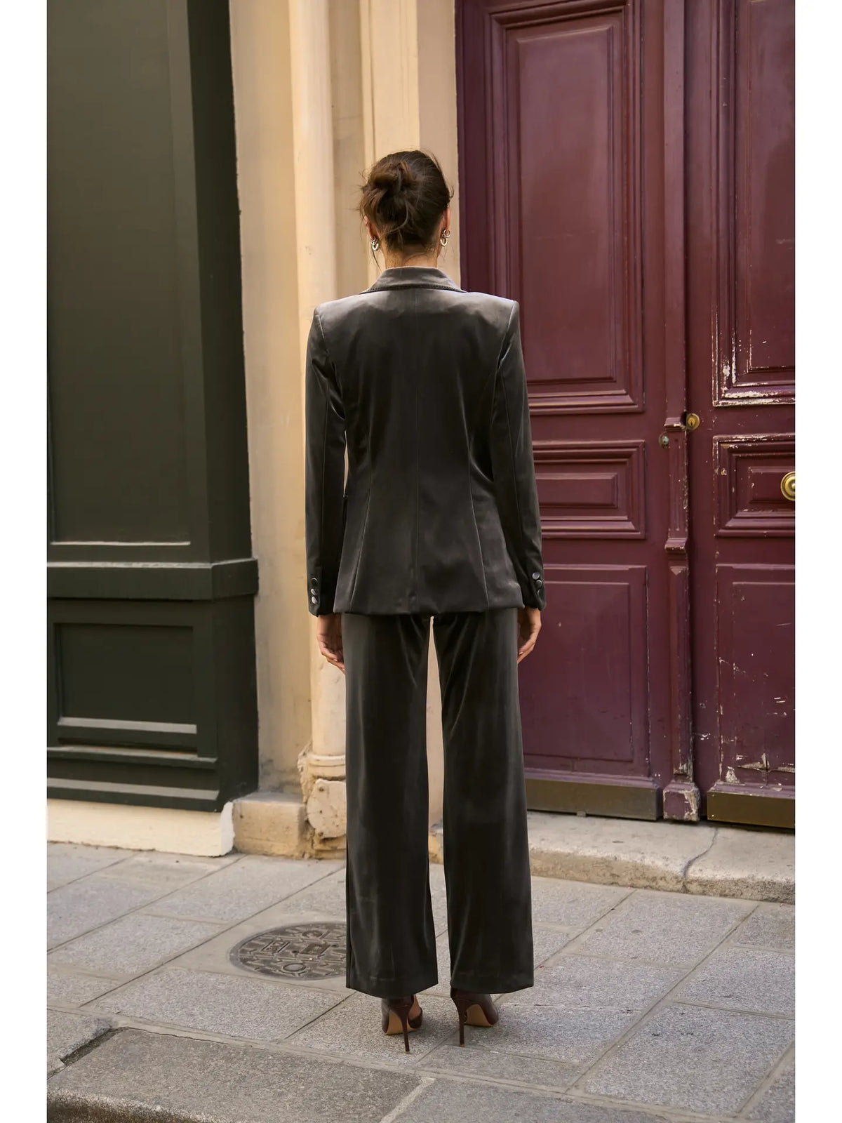 Ganny Tailored Jacket in Grey Velvet