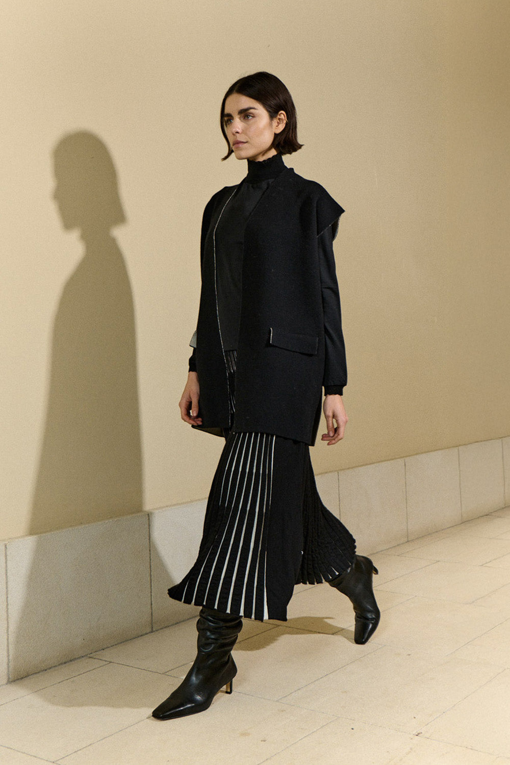 Midi Radial Knit Skirt