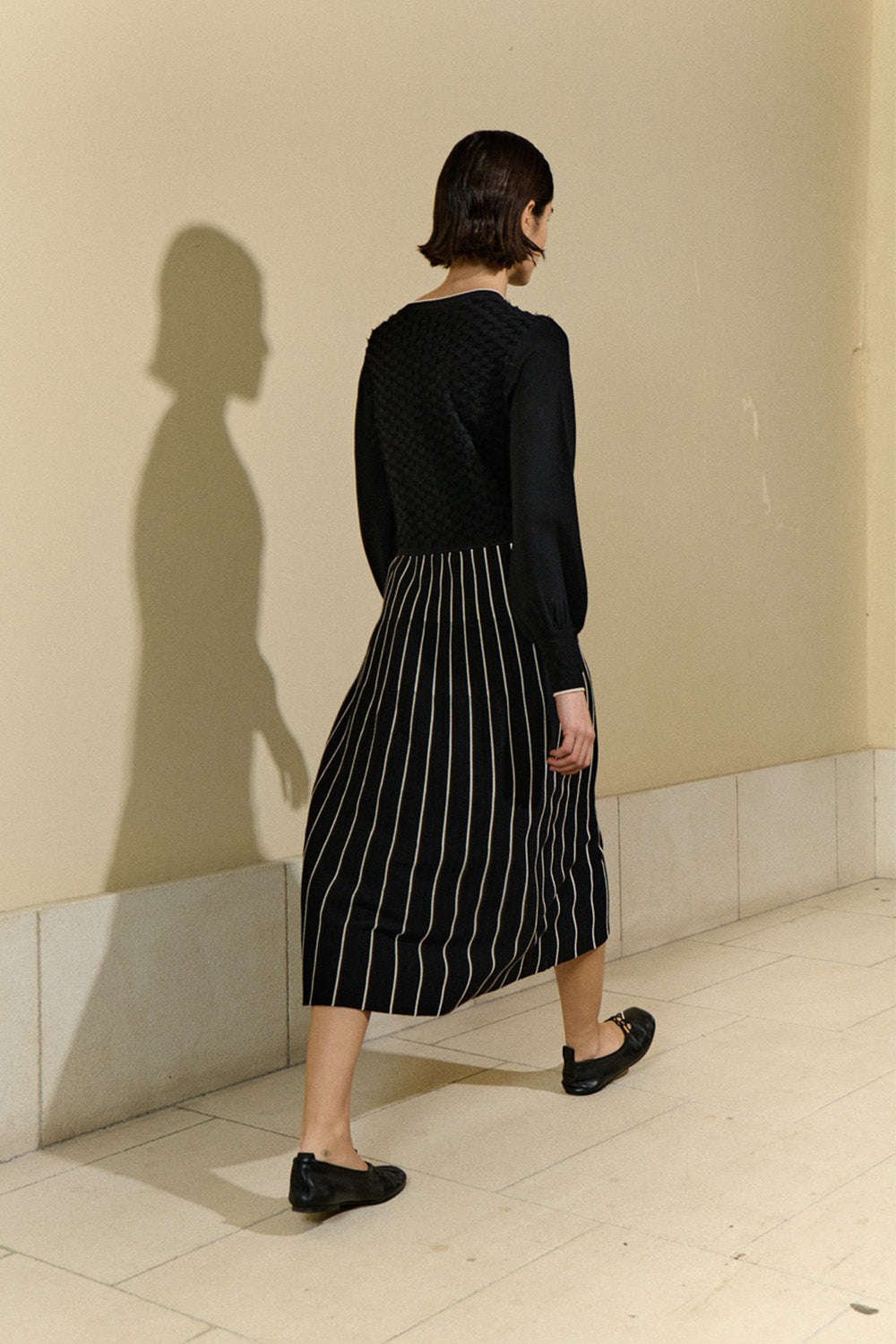 Midi Radial Knit Skirt
