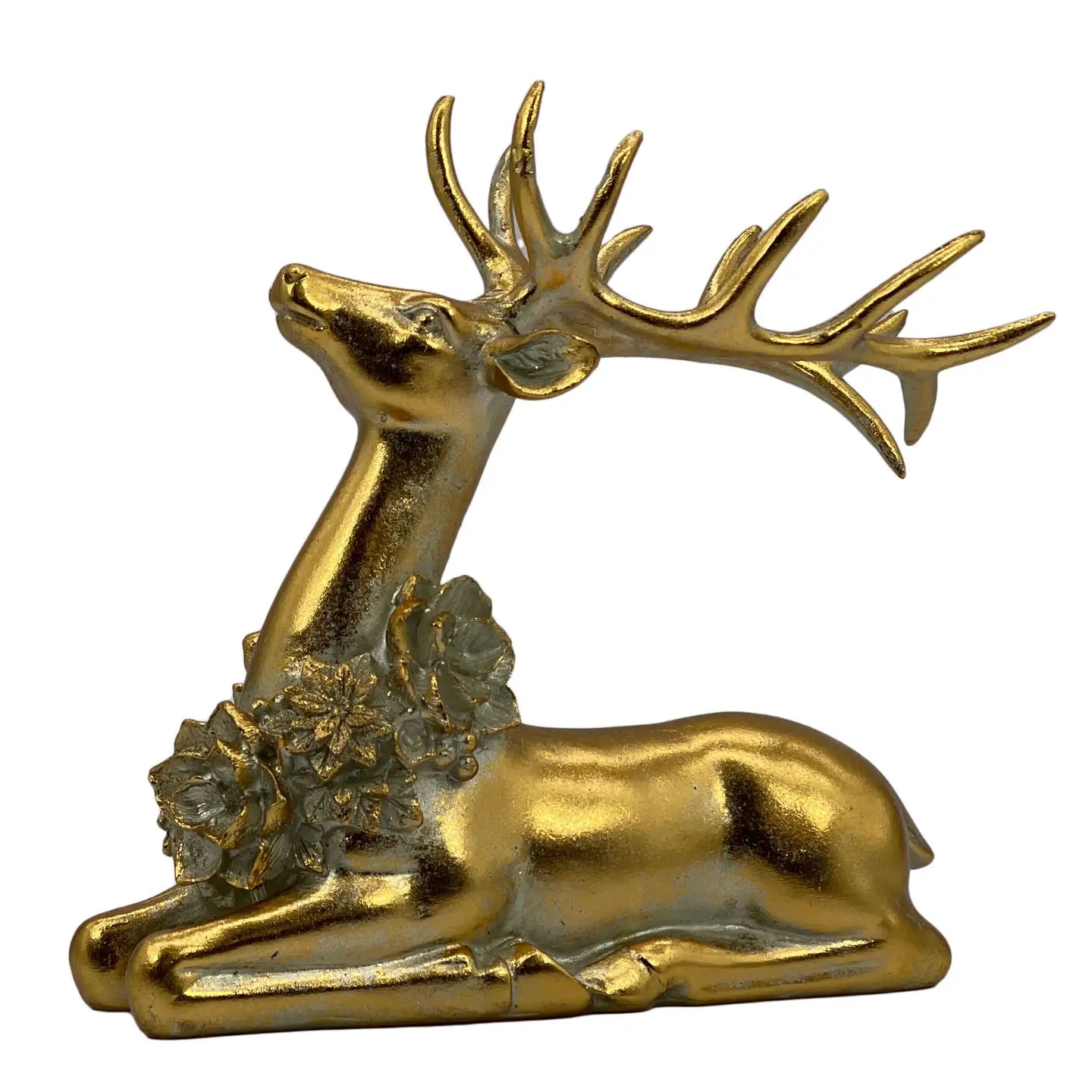 Gold Resin Sitting Reindeer