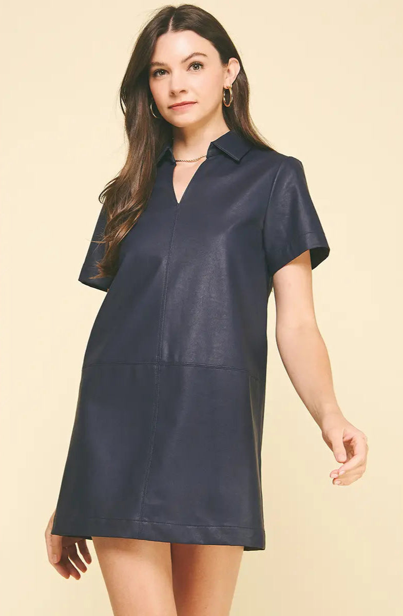 Leather Tunic Mini Dress