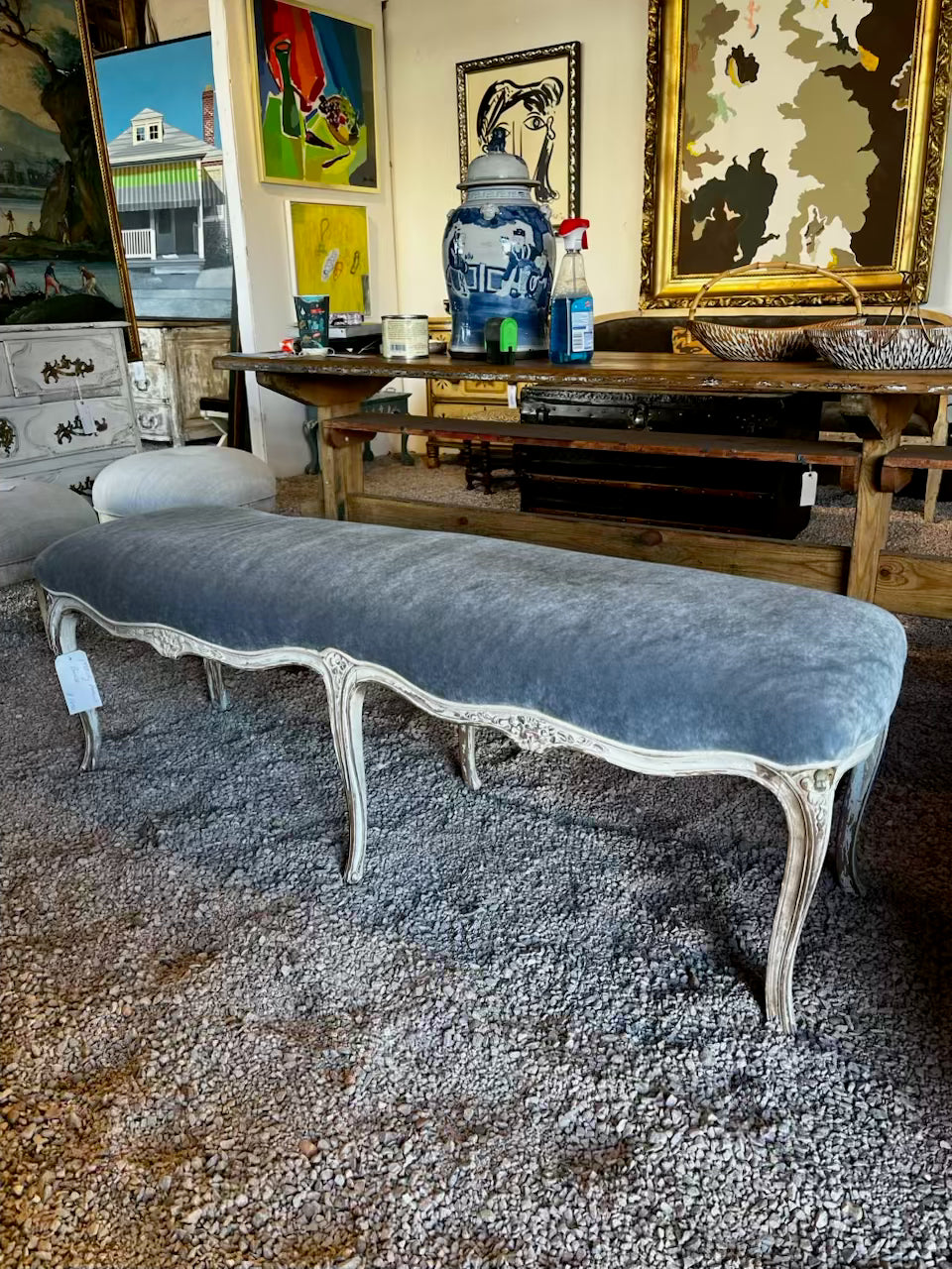 Antique Upholstered Bench