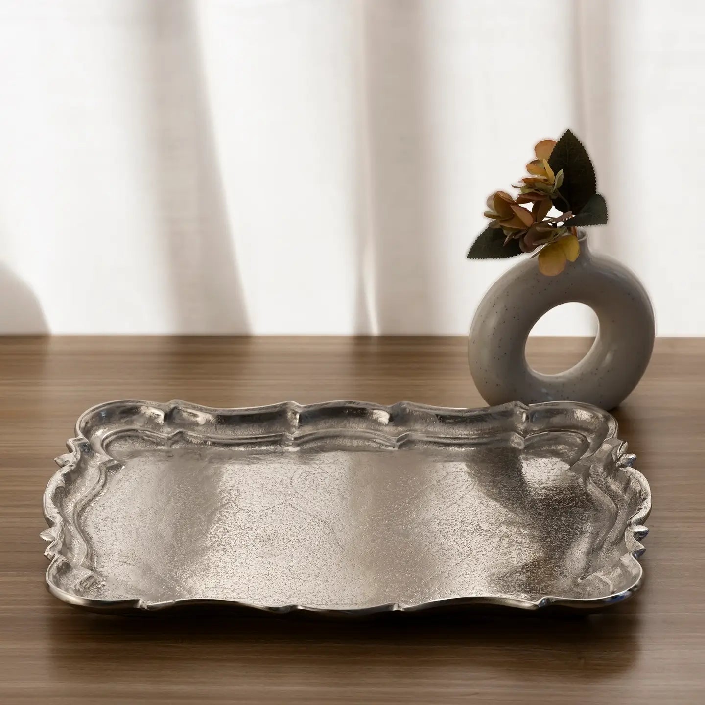 Cast Aluminum Rectangular Baroque Tray