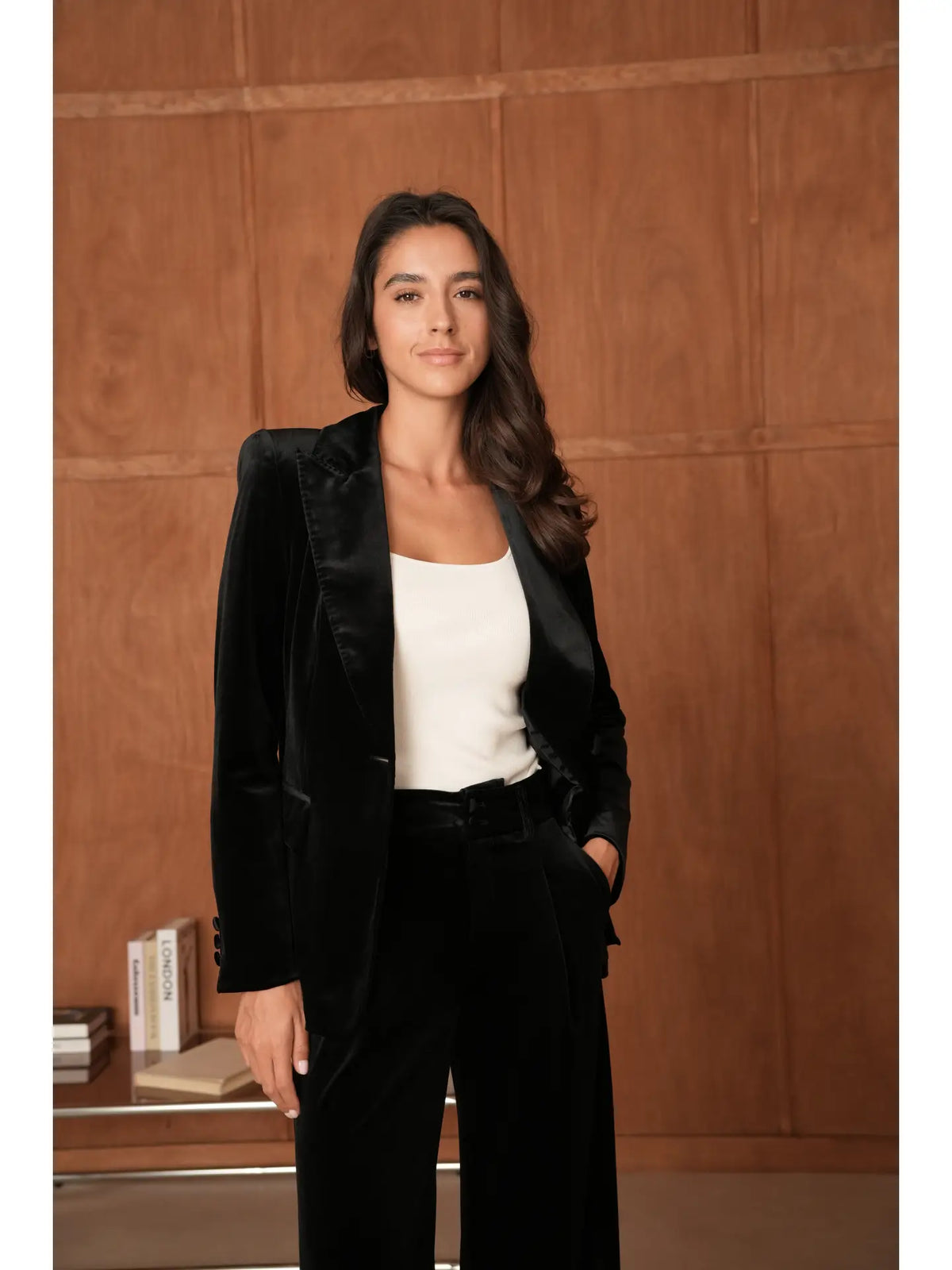 Ganny Tailored Jacket in Black Velvet
