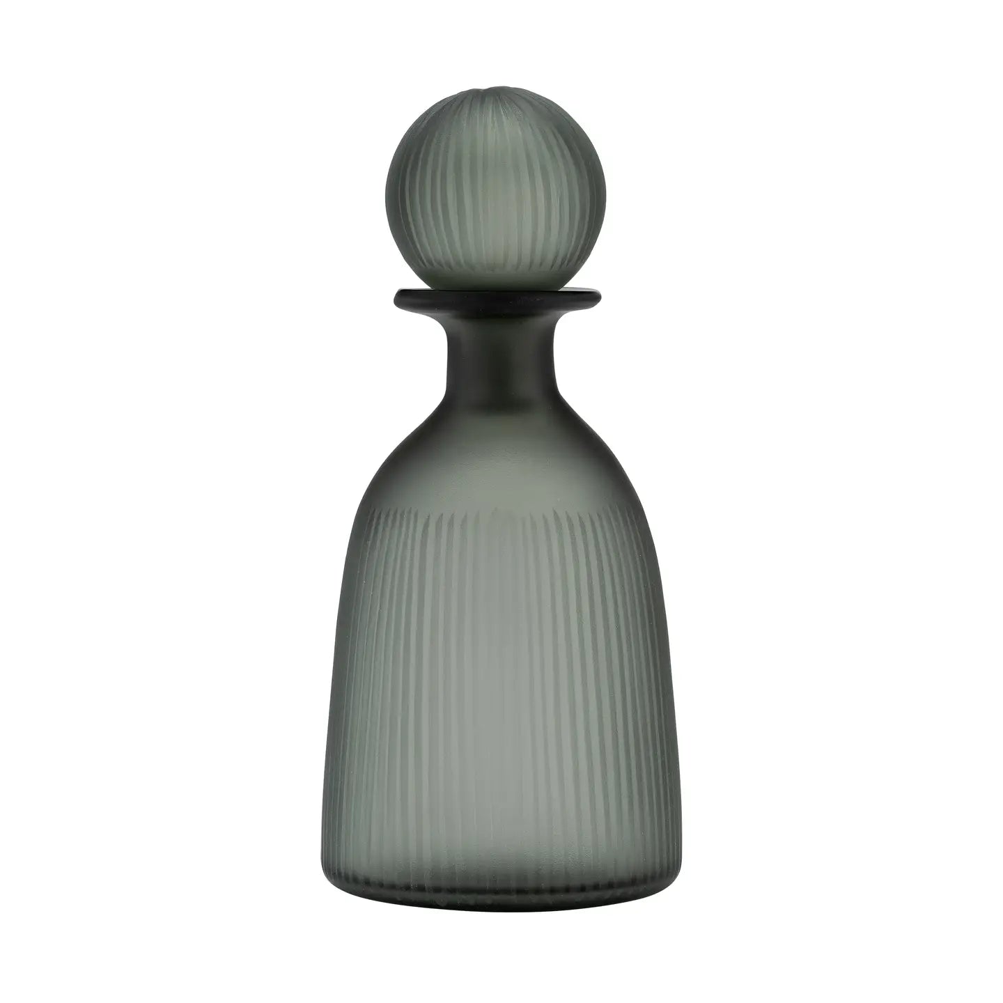 Glass Vertical Ribbed Round Lid Vase