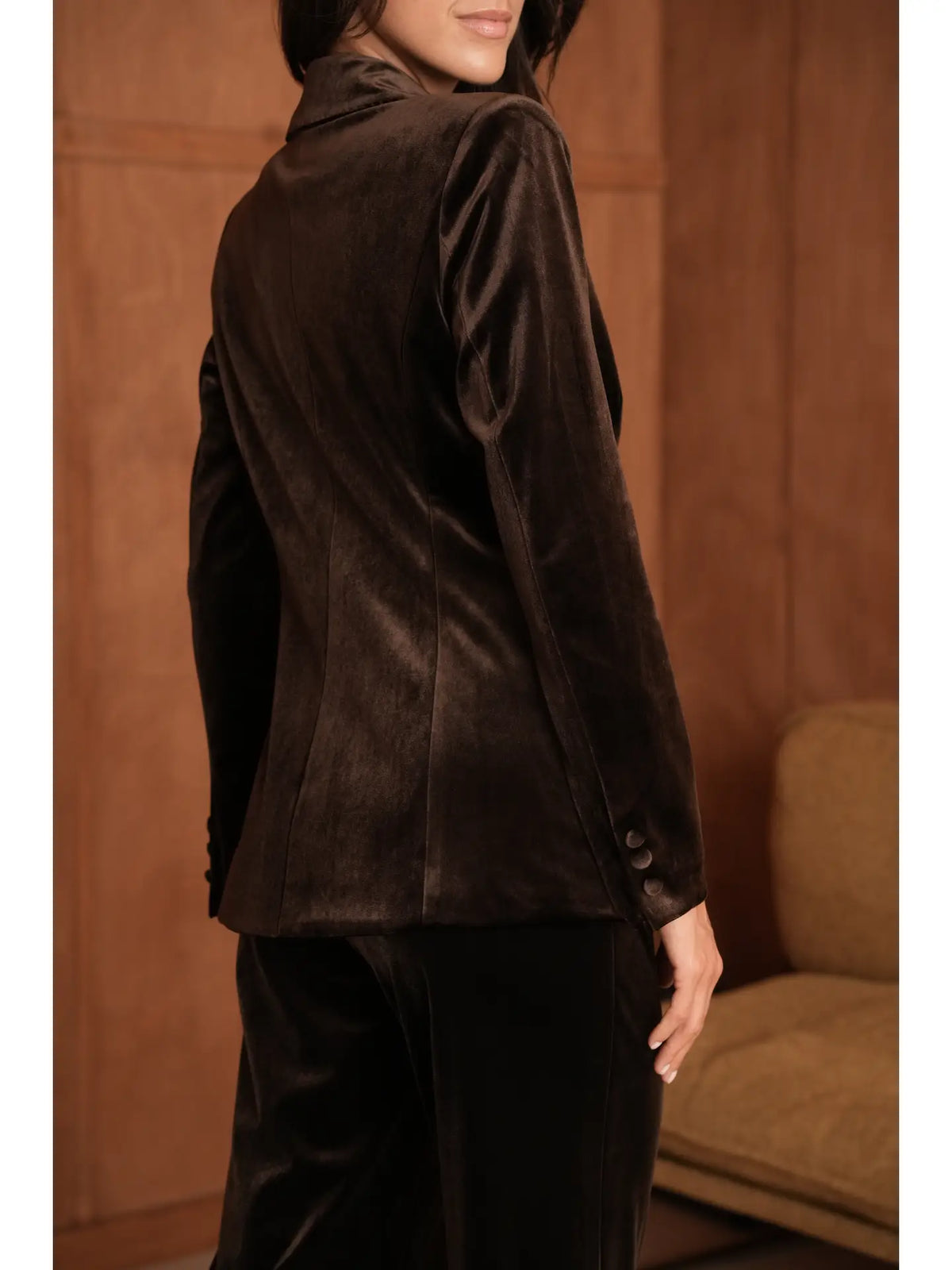 Ganny Tailored Jacket in Chocolate Velvet
