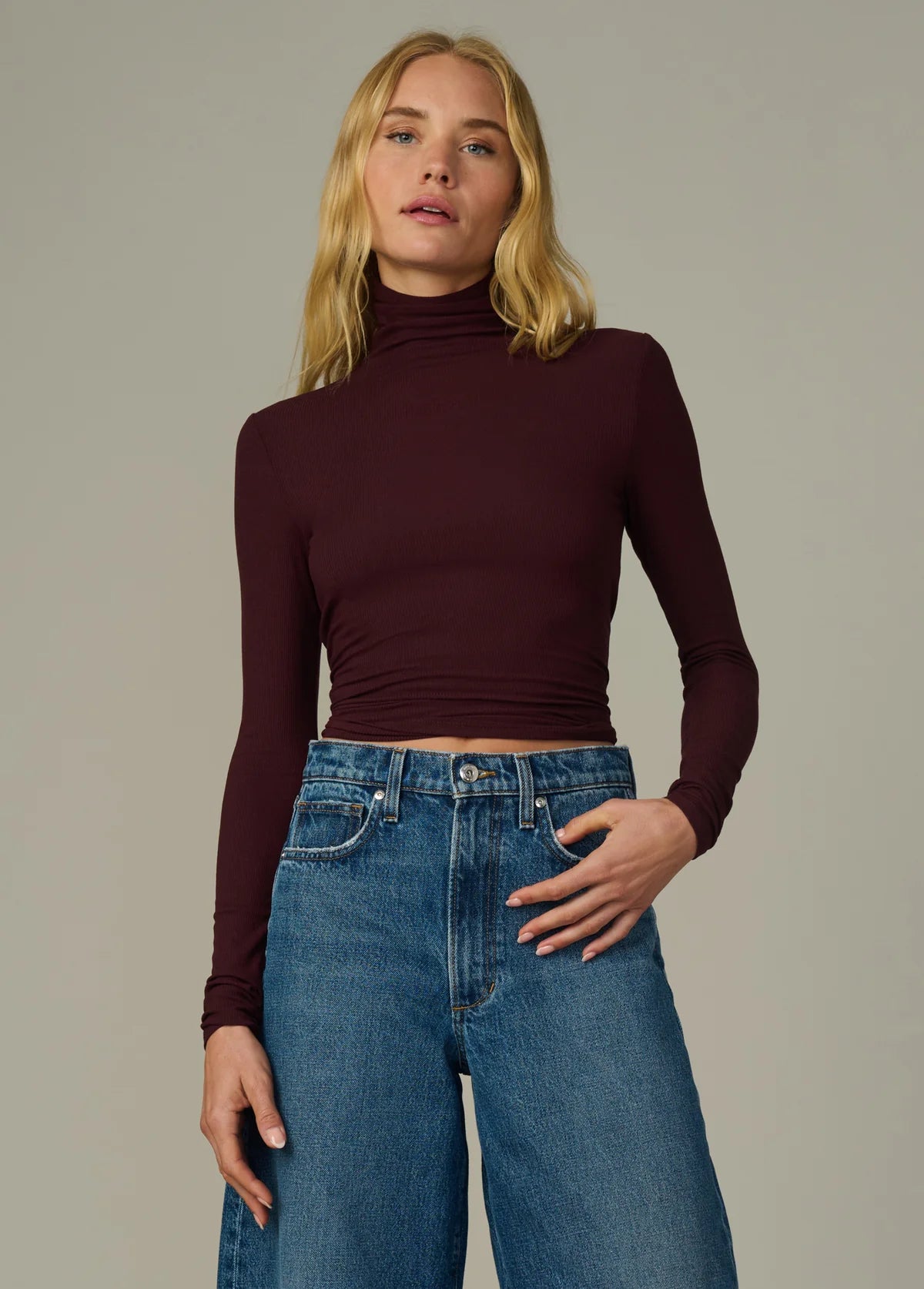 The Tony Long Sleeve Top in Bordeaux