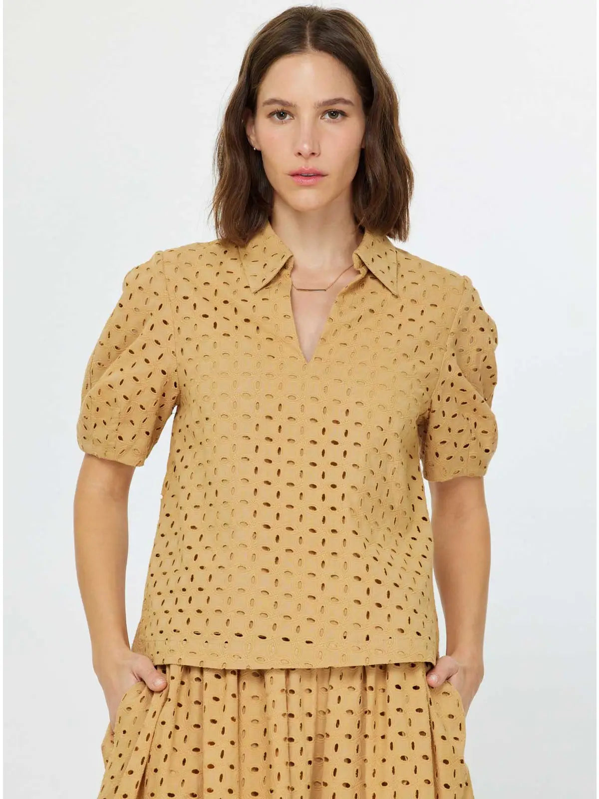 Eyelet Half Sleeve Blouse
