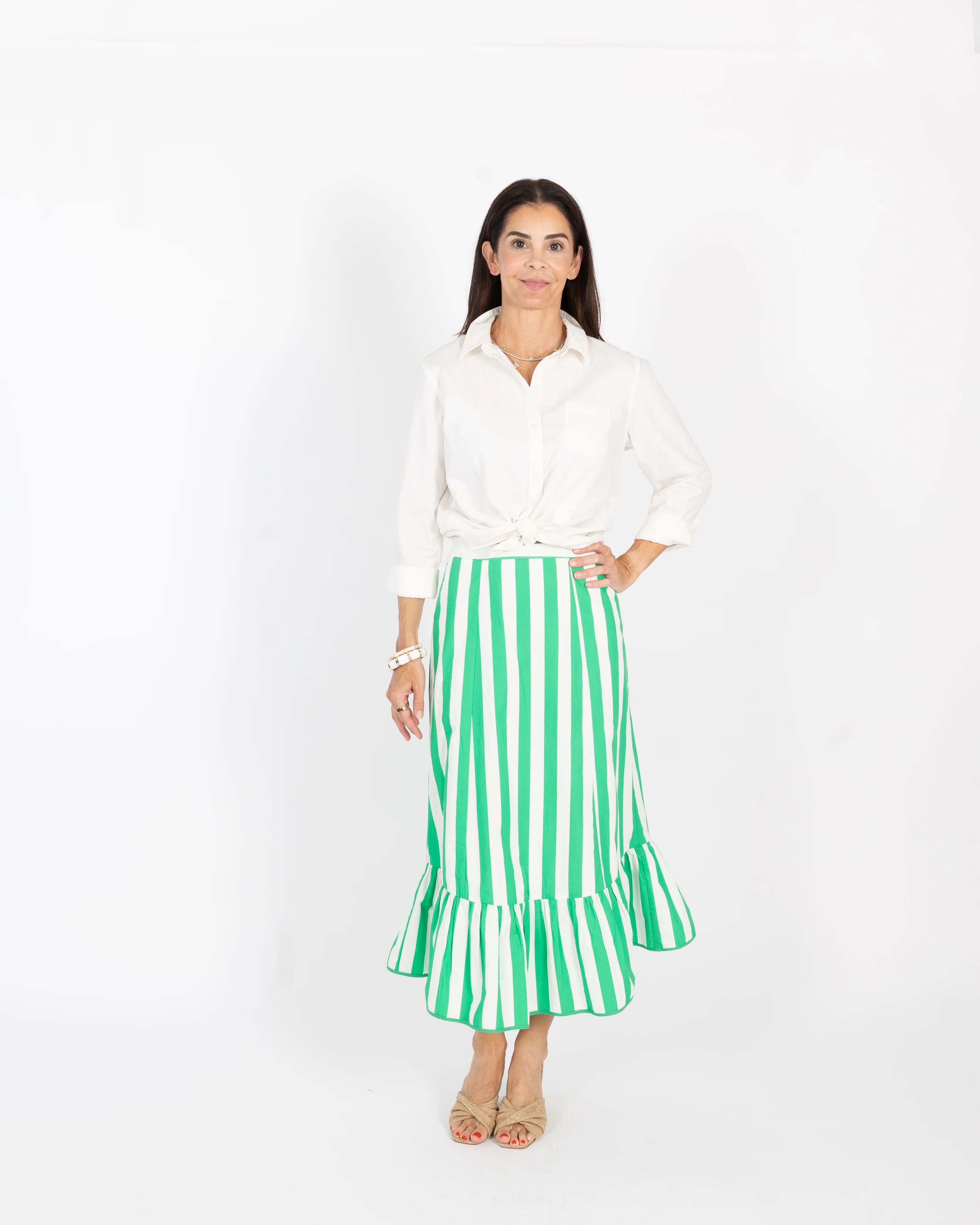 Addie Skirt - Green Stripe