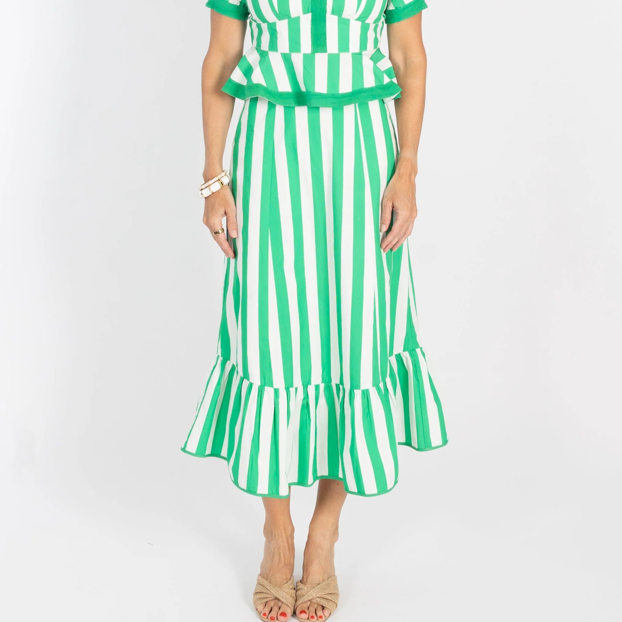 Addie Skirt - Green Stripe