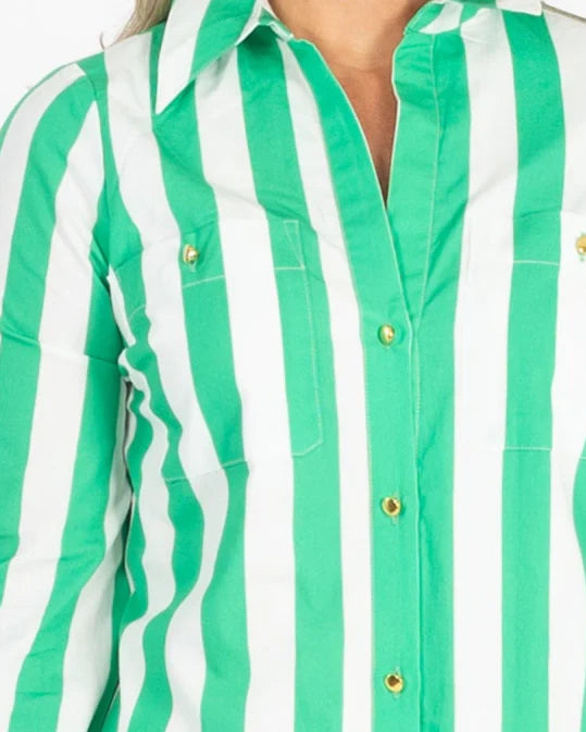 Harper Dress - Green Stripe