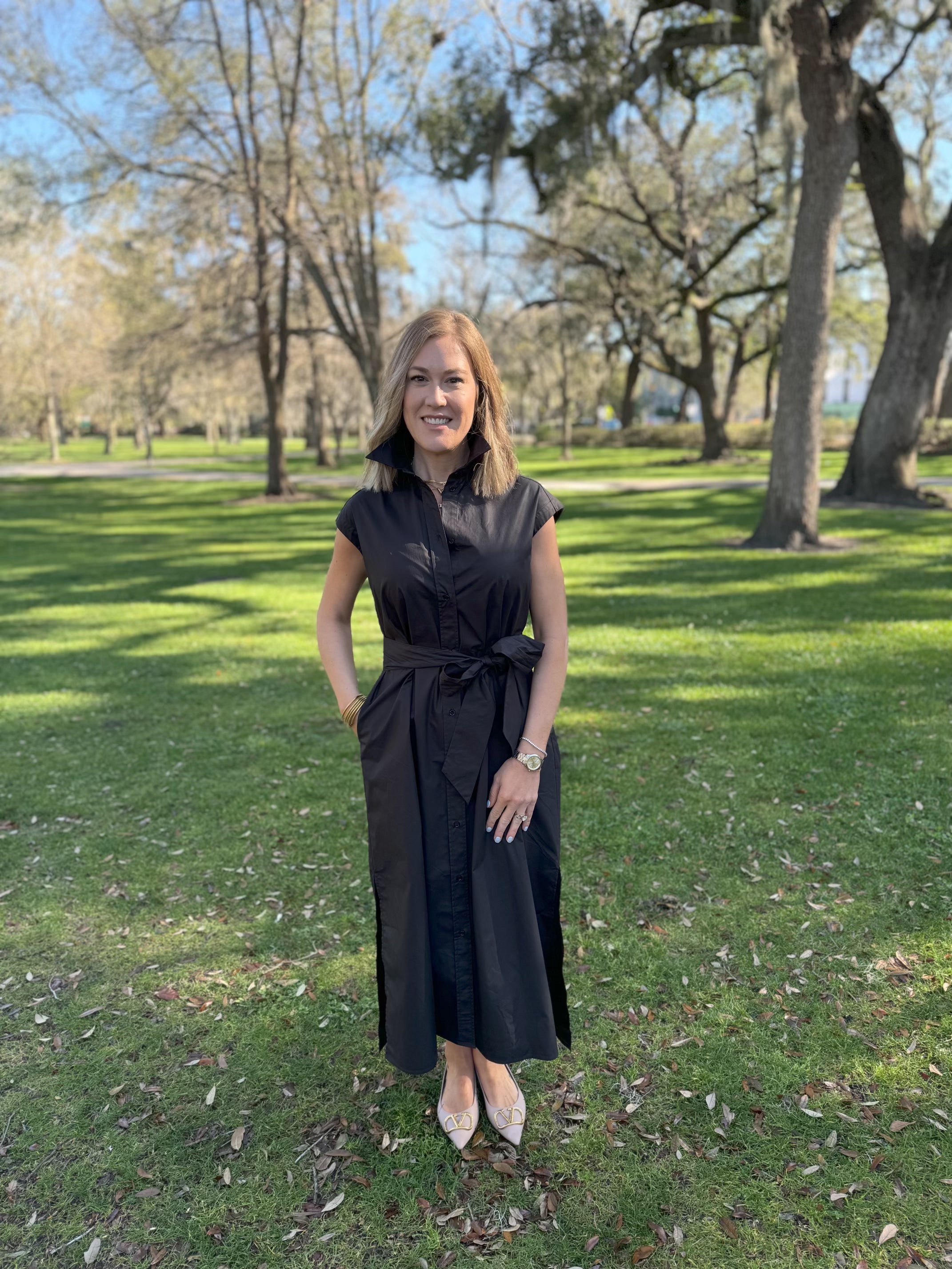 Sleeveless Button Up Shirt Dress