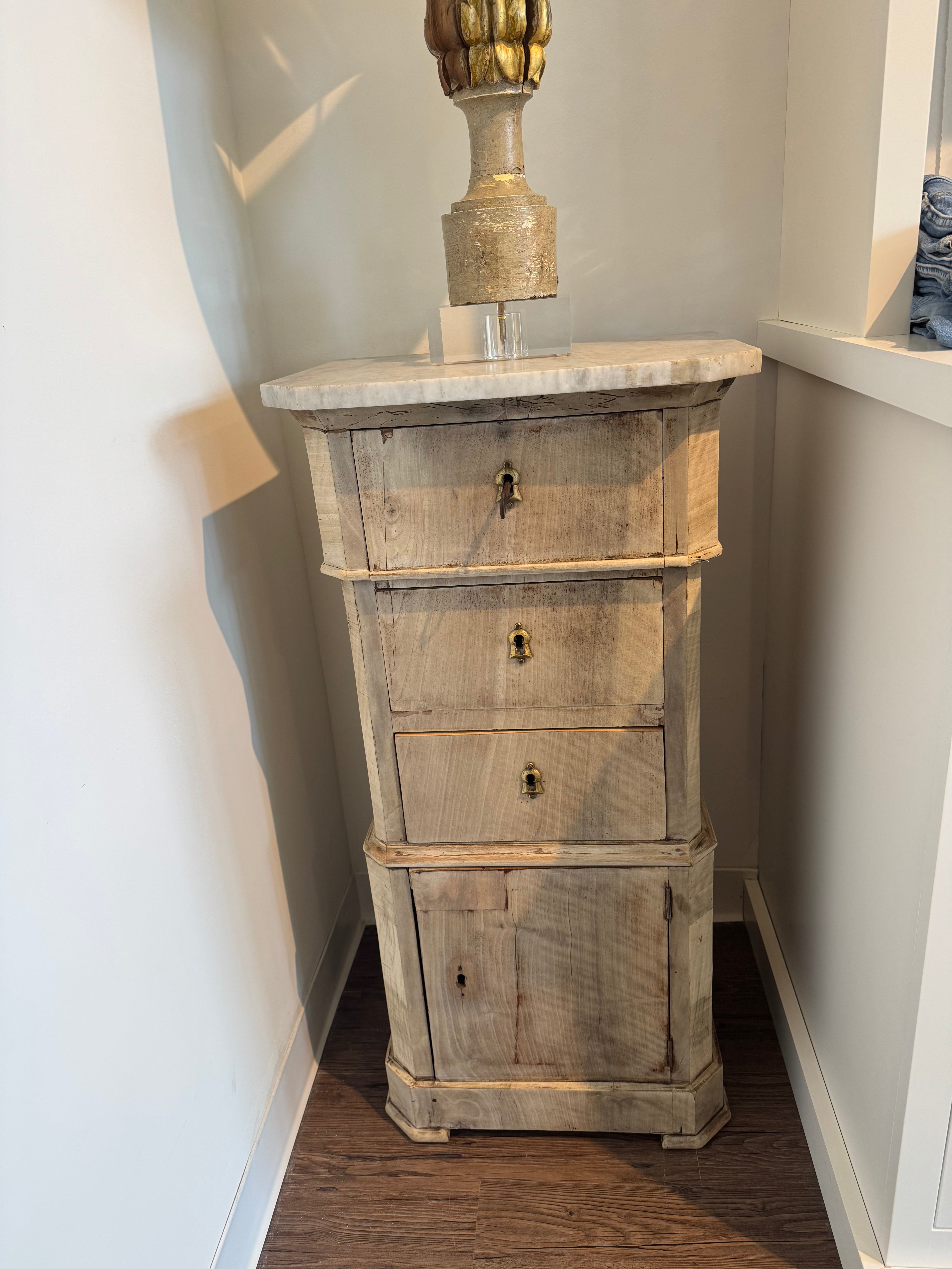 Louis Phillipe Marble Top Bedside Cabinet