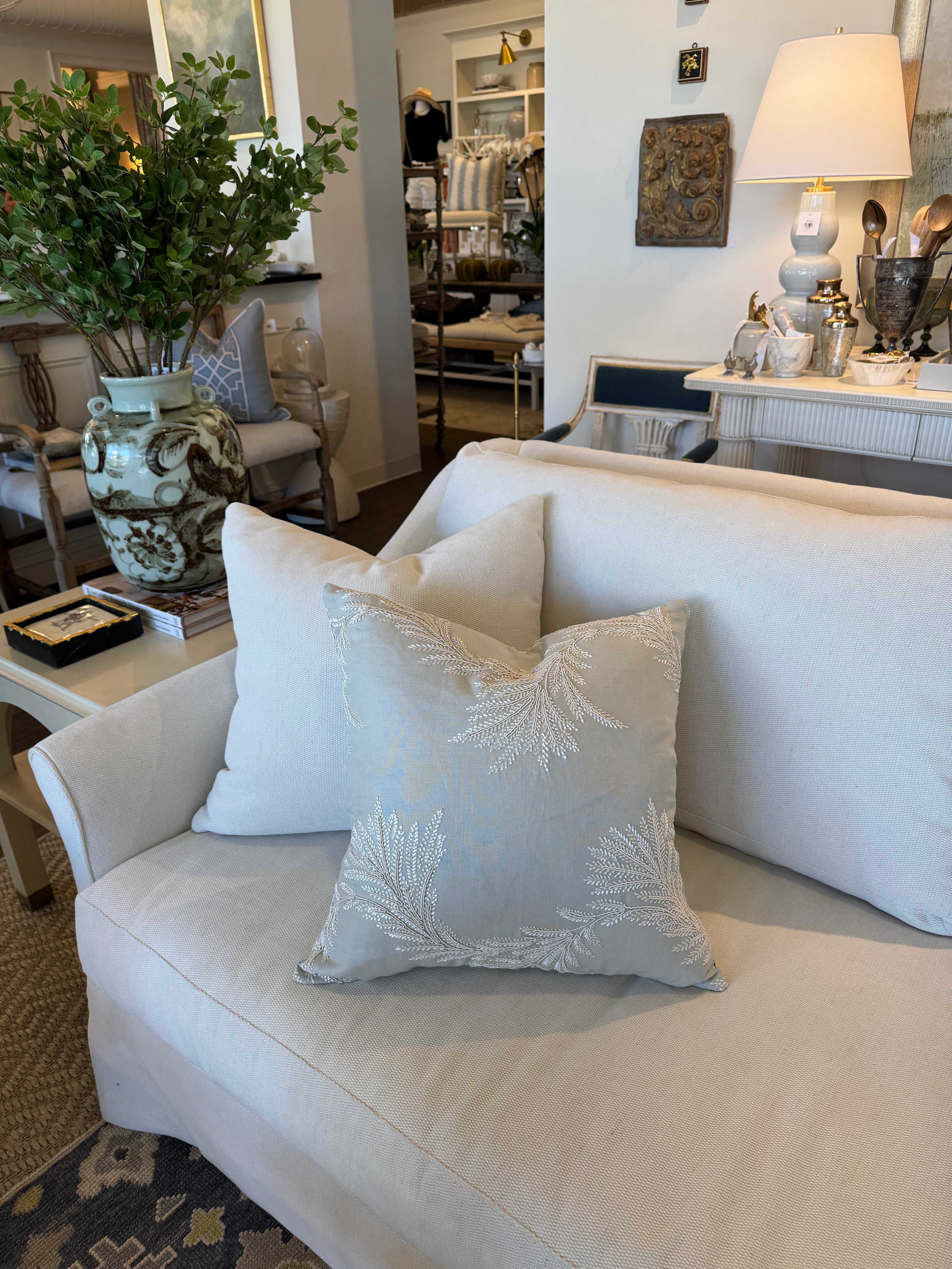 Colefax and Fowler Lavinia Designer Embroidered Pillow