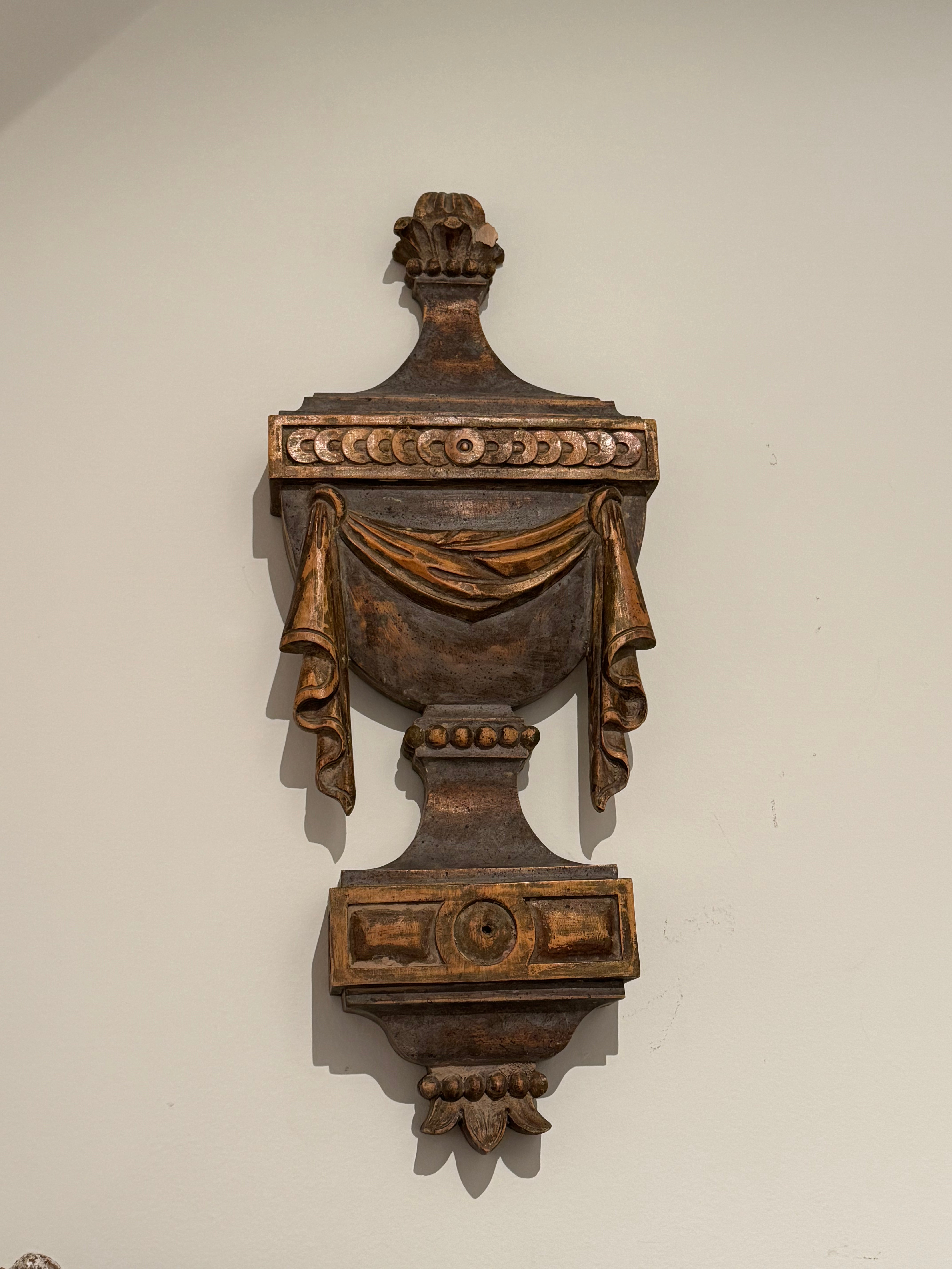 Antique Carved Wood Urn