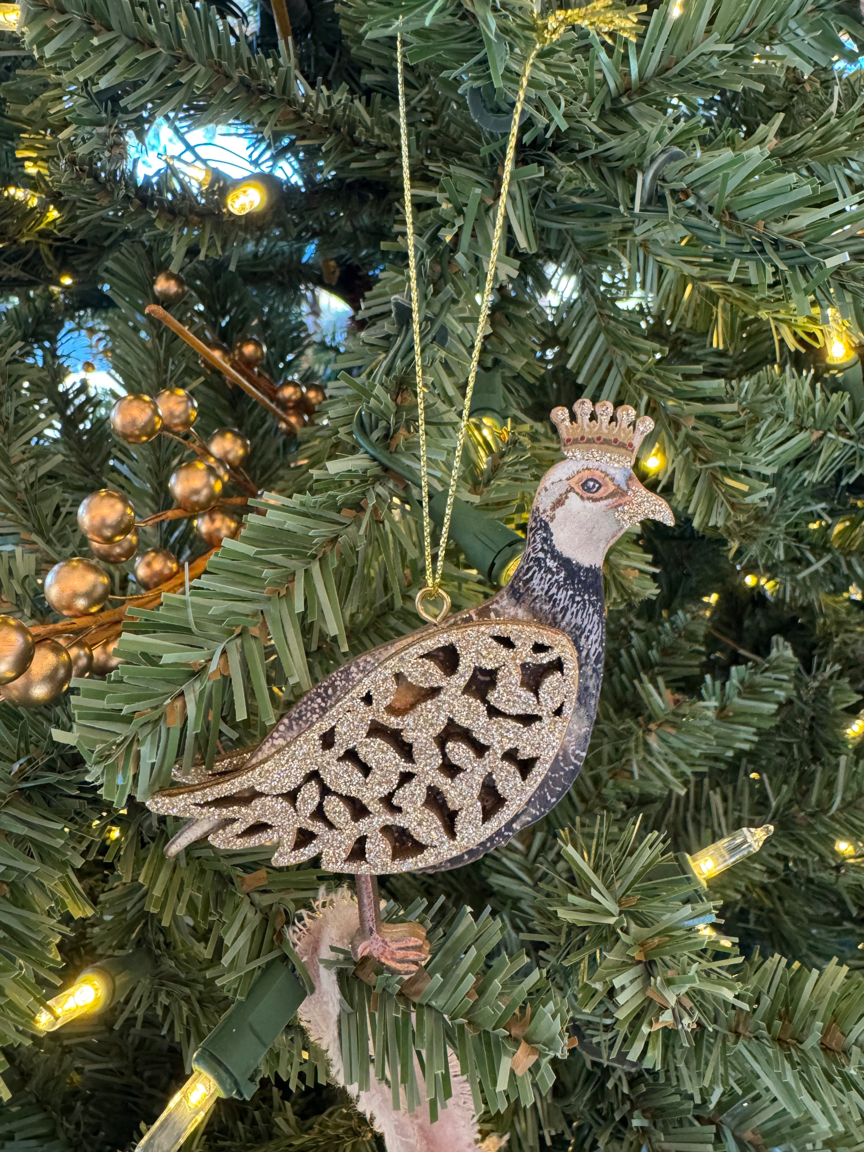 Painted Wooden Partridge Ornament