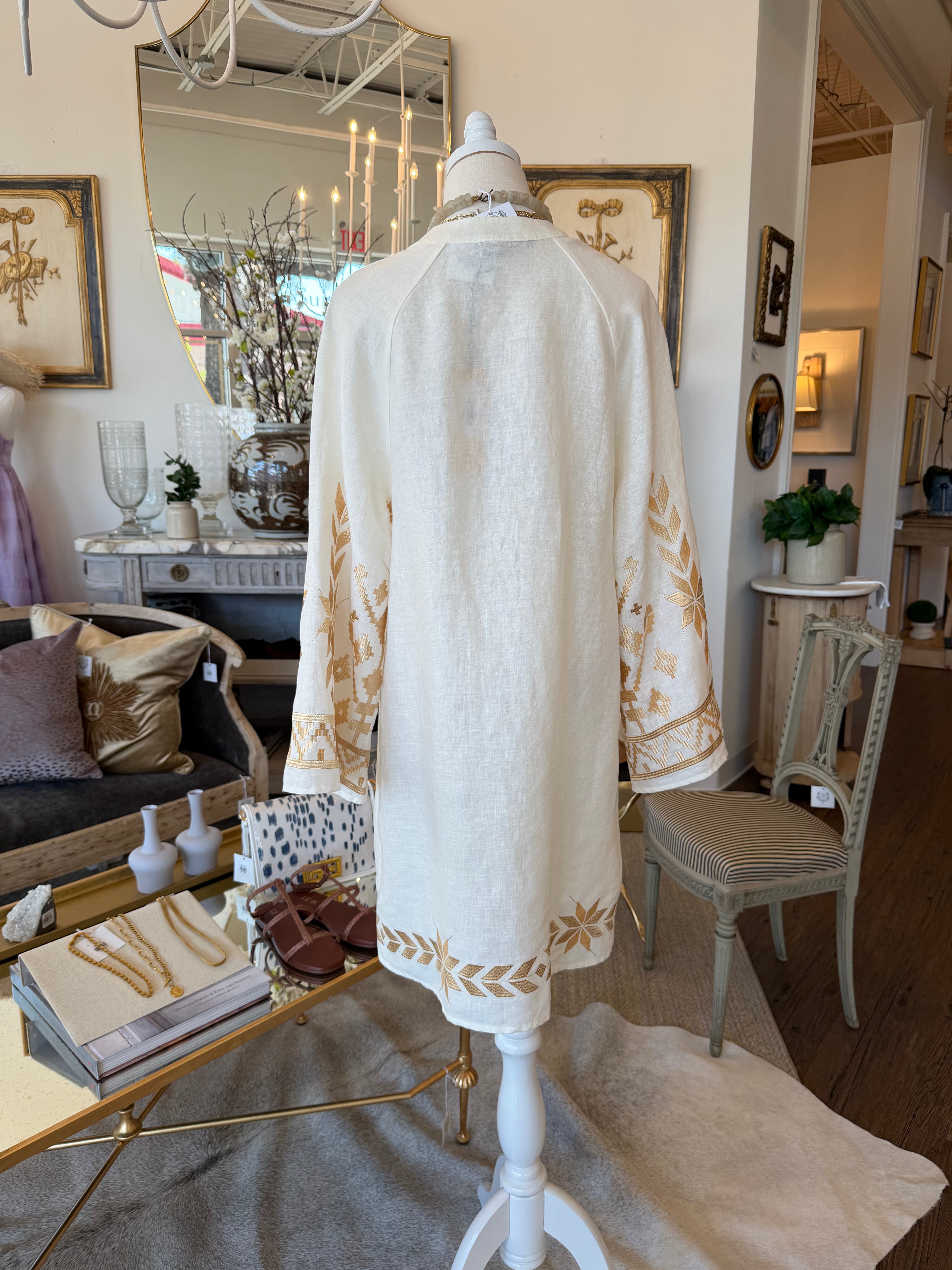 Bell Sleeve Embroidered Dress