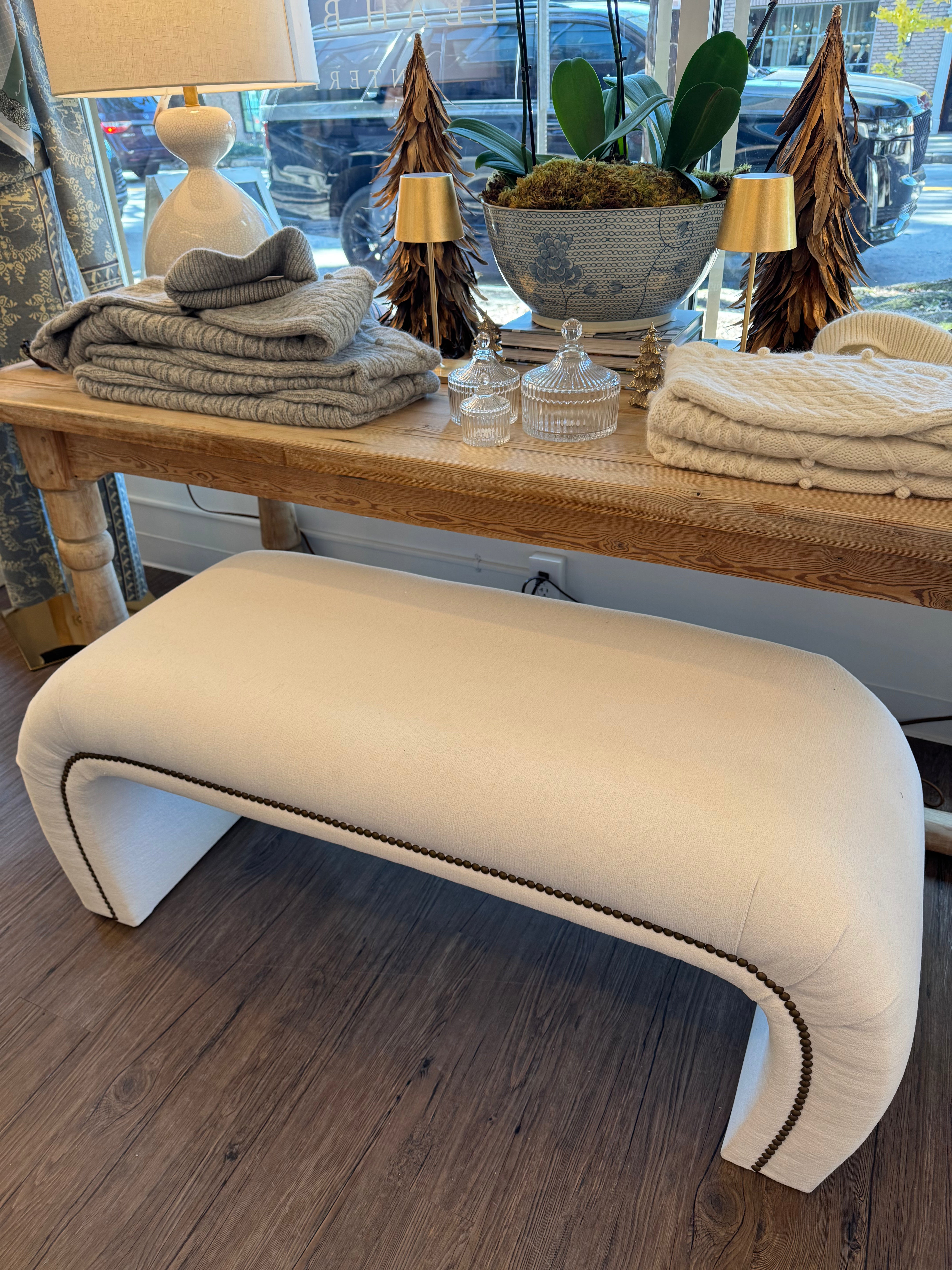 Upholstered Bench With Nail Heads