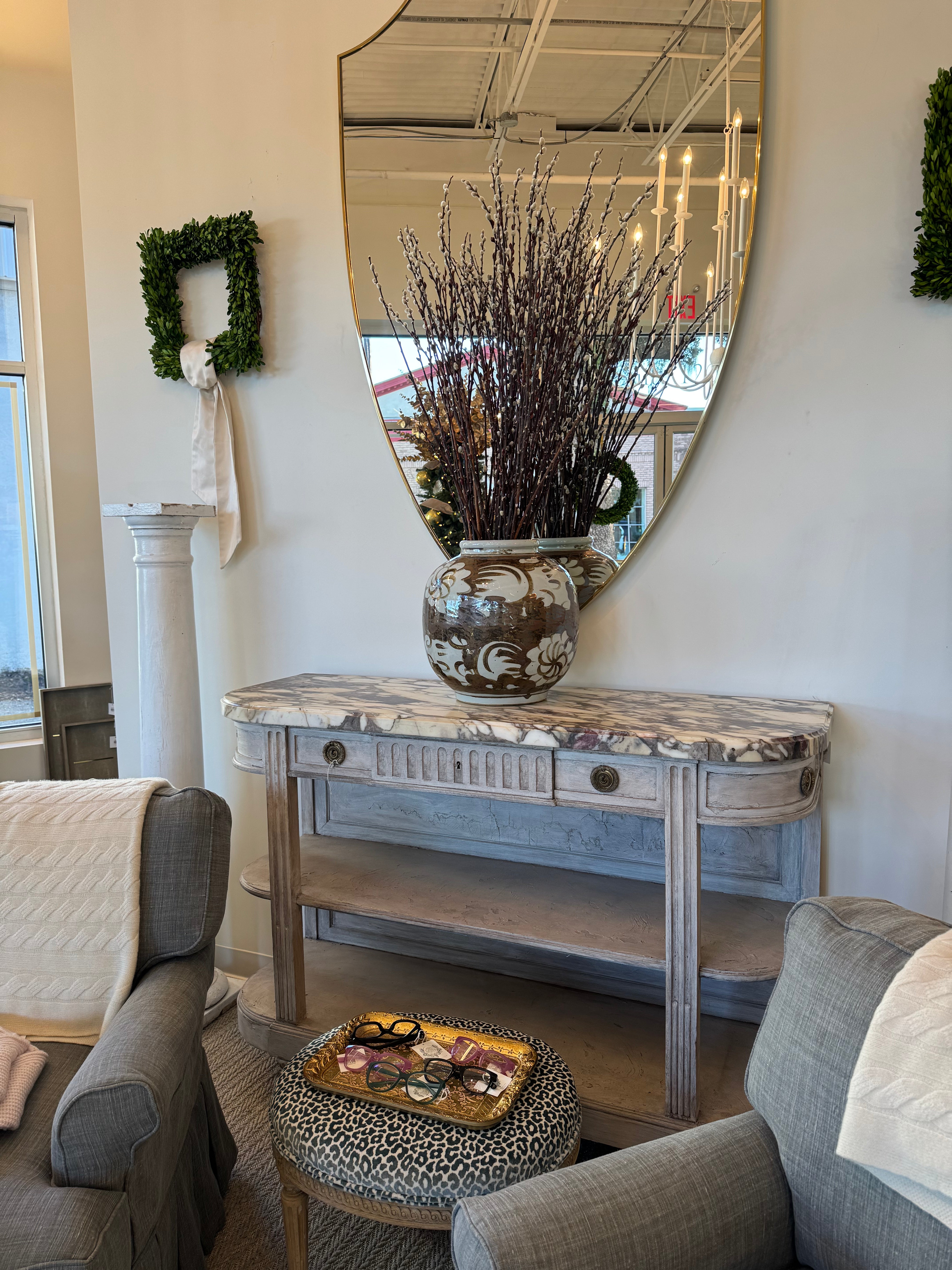 Antique Console Table with Marble Top