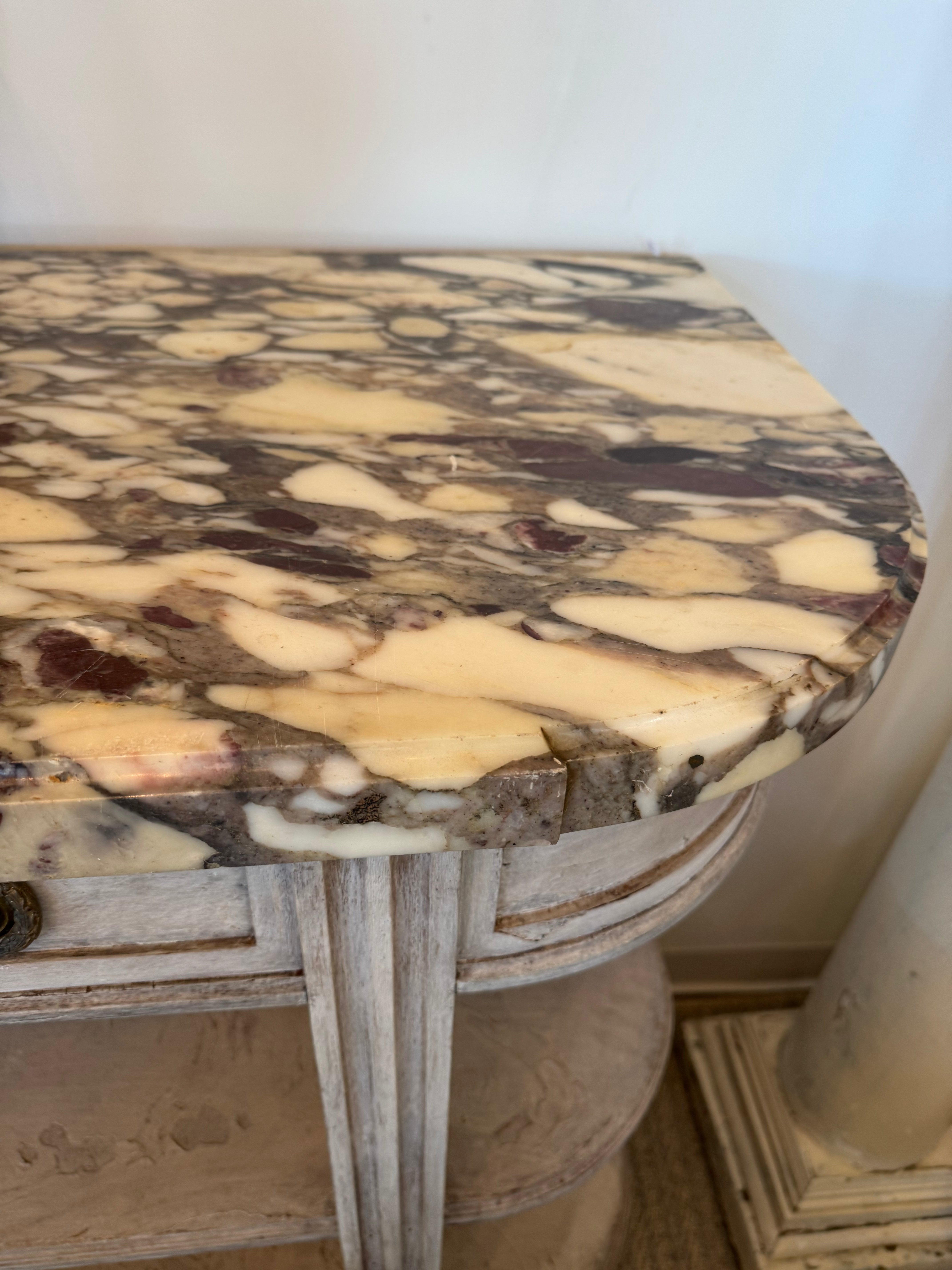 Antique Console Table with Marble Top