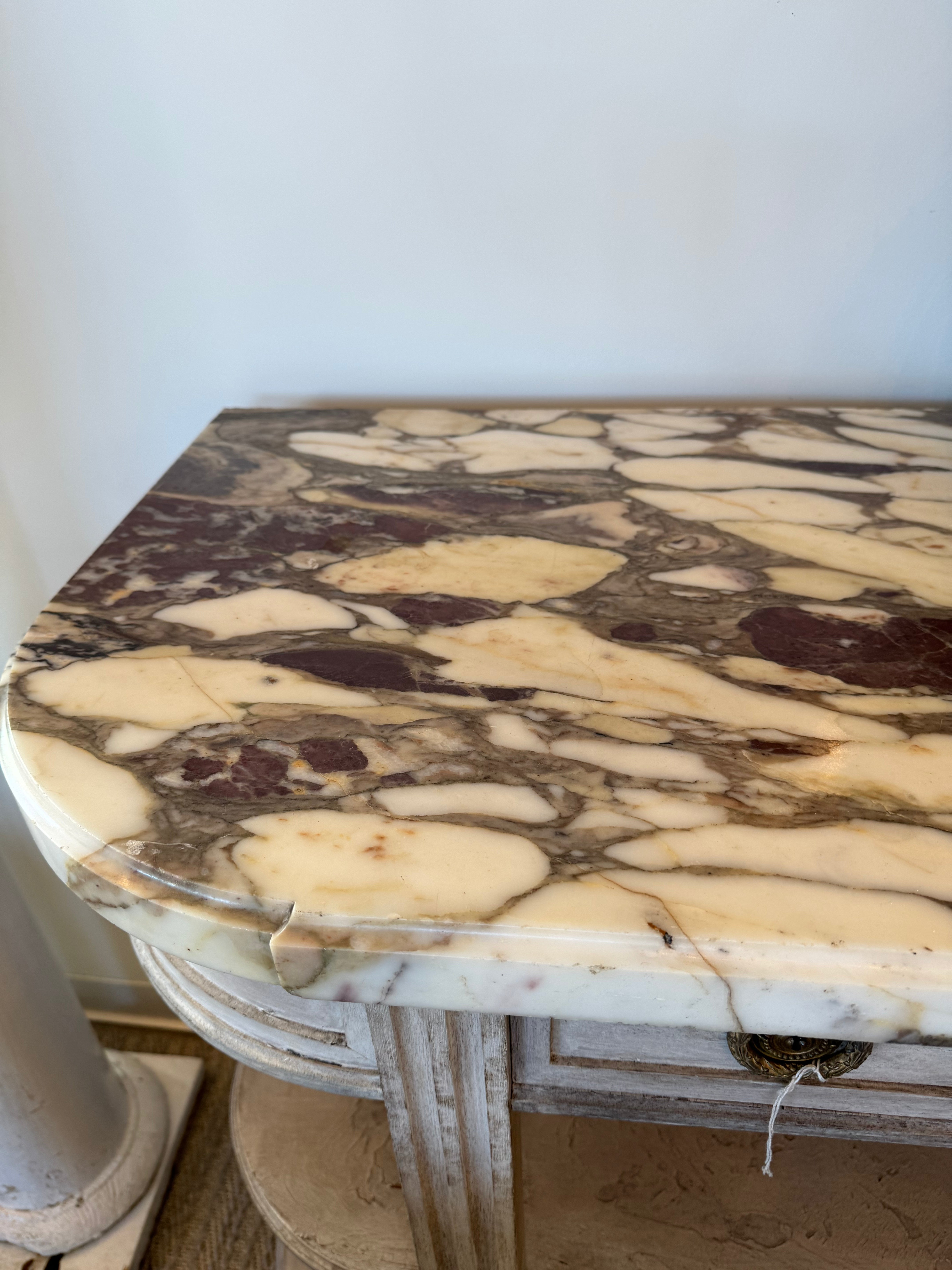 Antique Console Table with Marble Top
