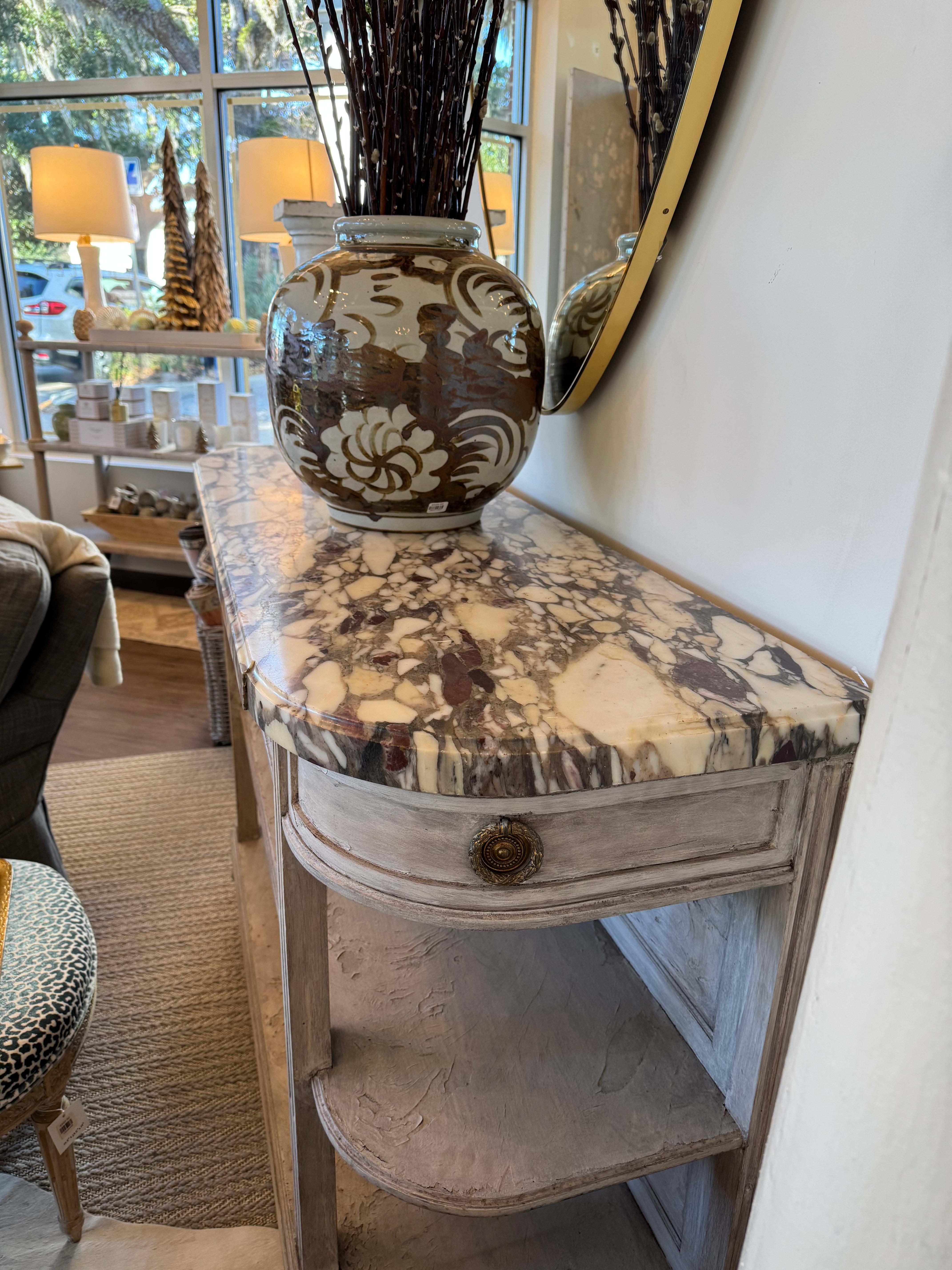 Antique Console Table with Marble Top