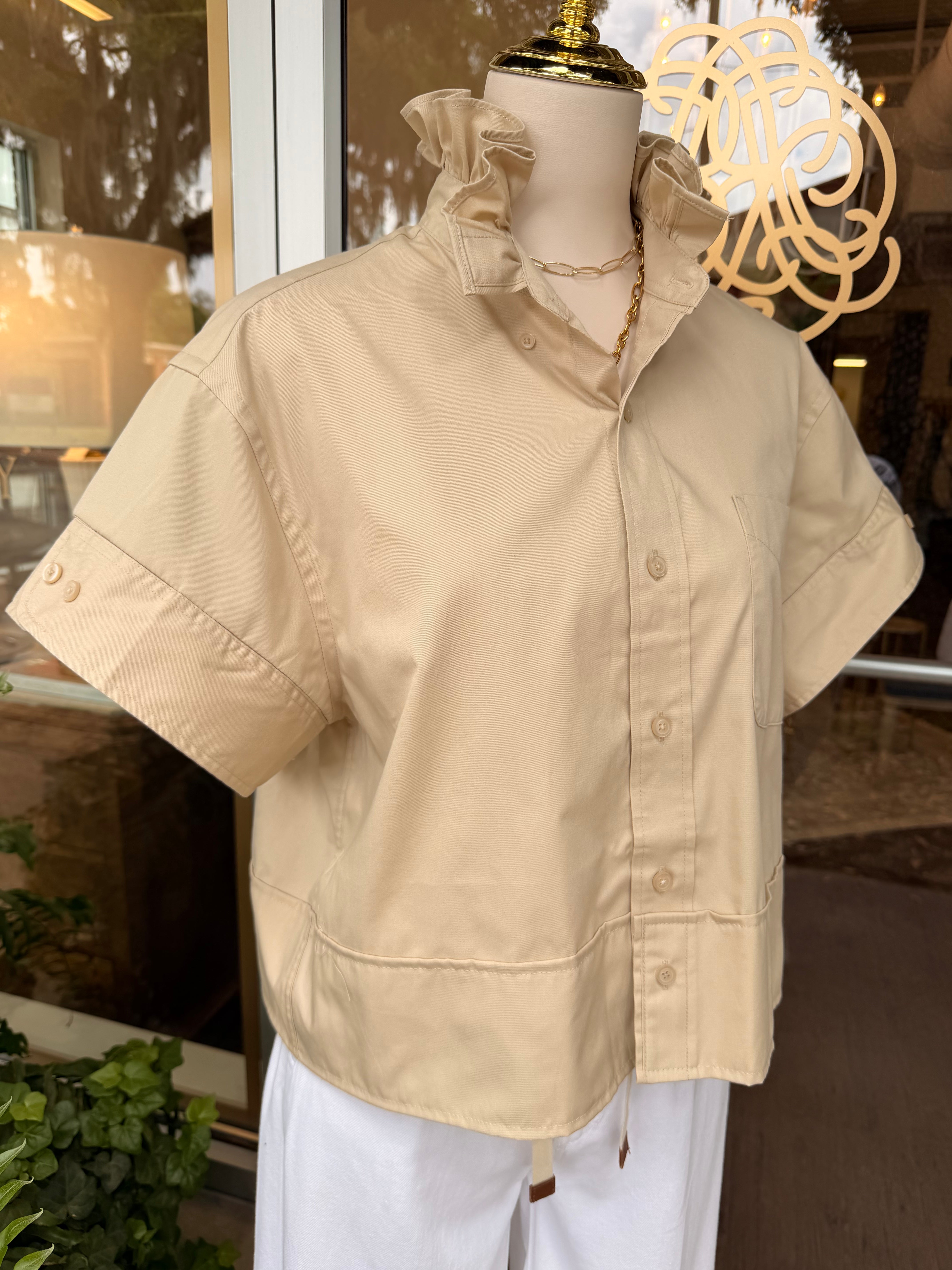 Reese Buttonup Top in Tan