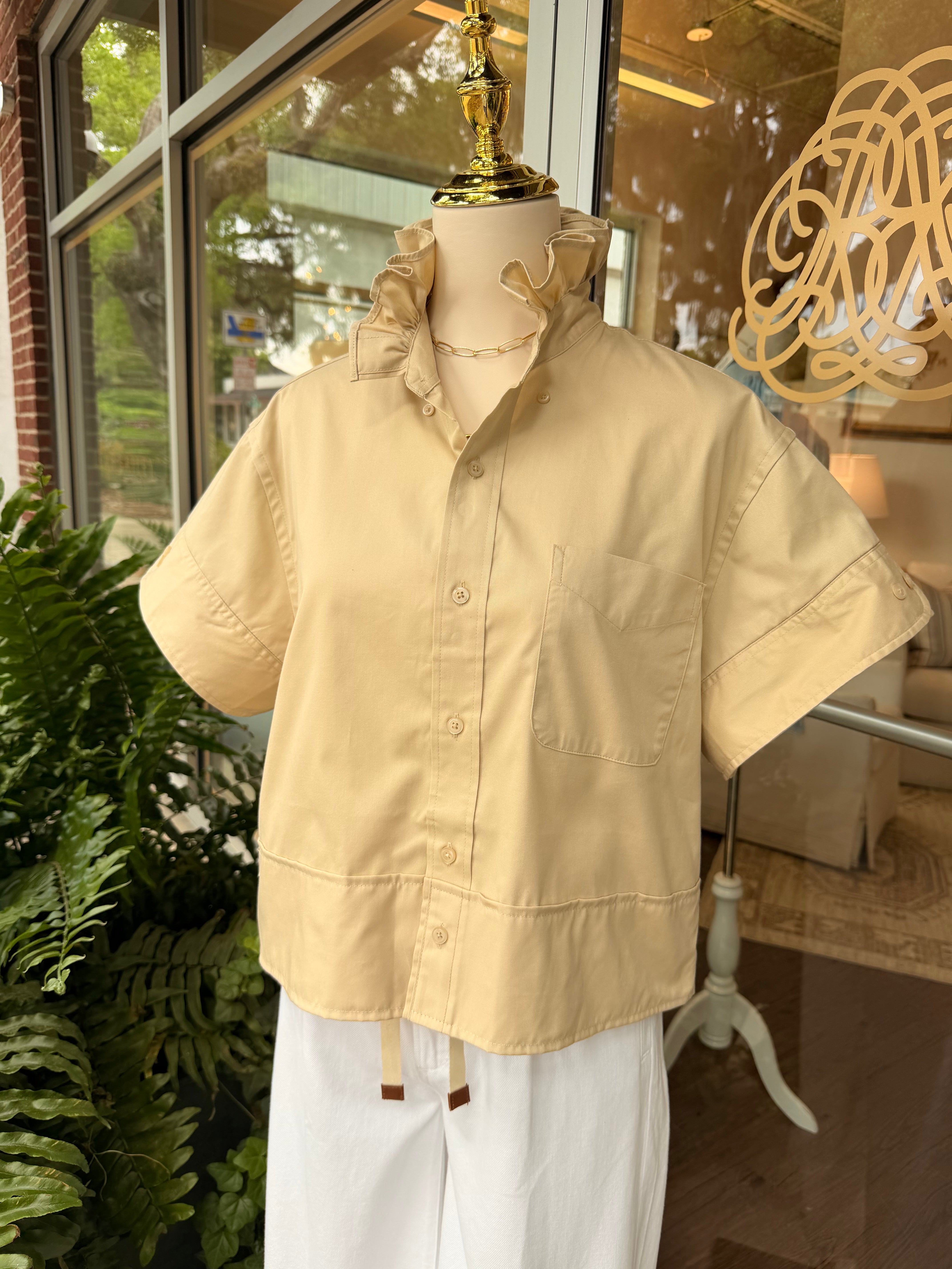 Reese Buttonup Top in Tan