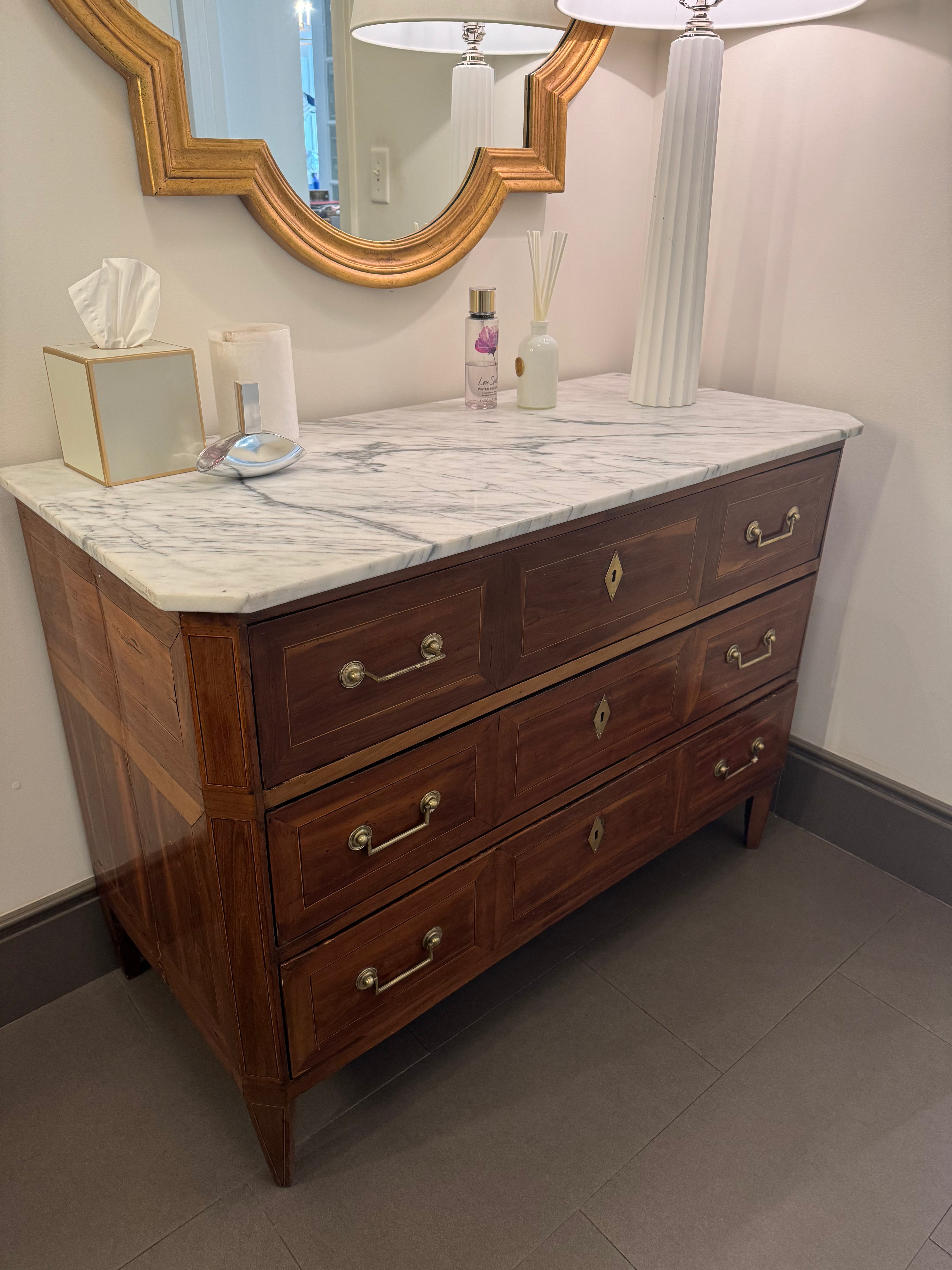 French Louis XVI Chest with Marble Top