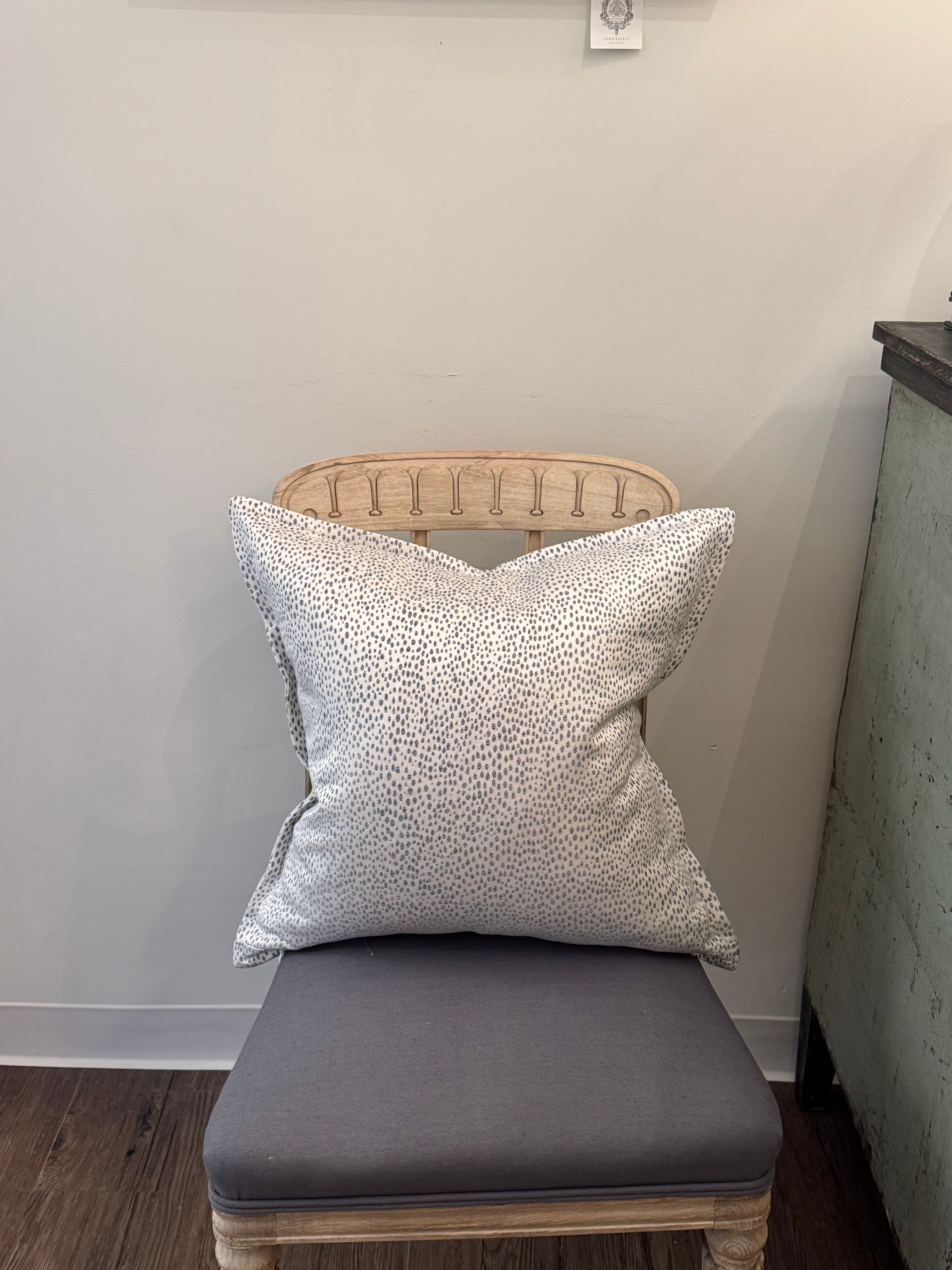 Scalamandre Raindrop Bluestone Pillow with Flange