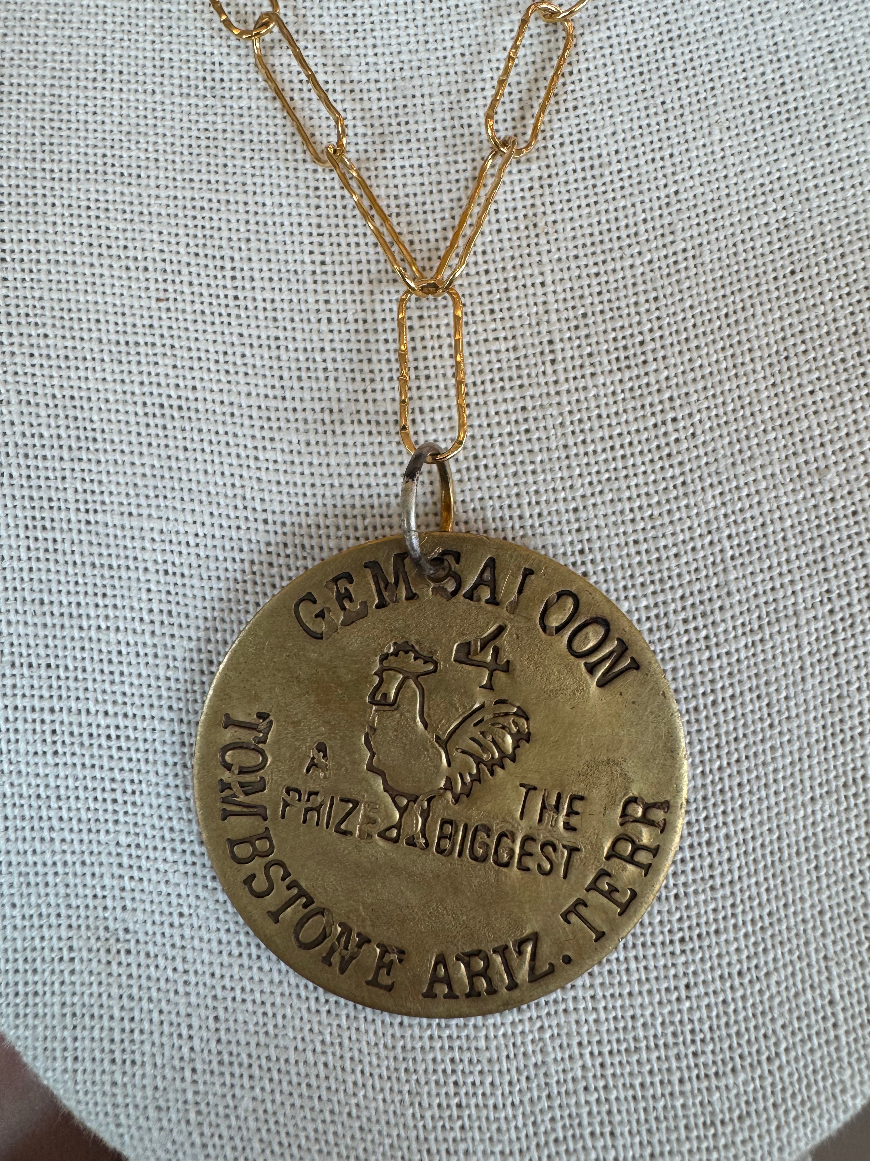 Gem Saloon Solid Brass Token Necklace