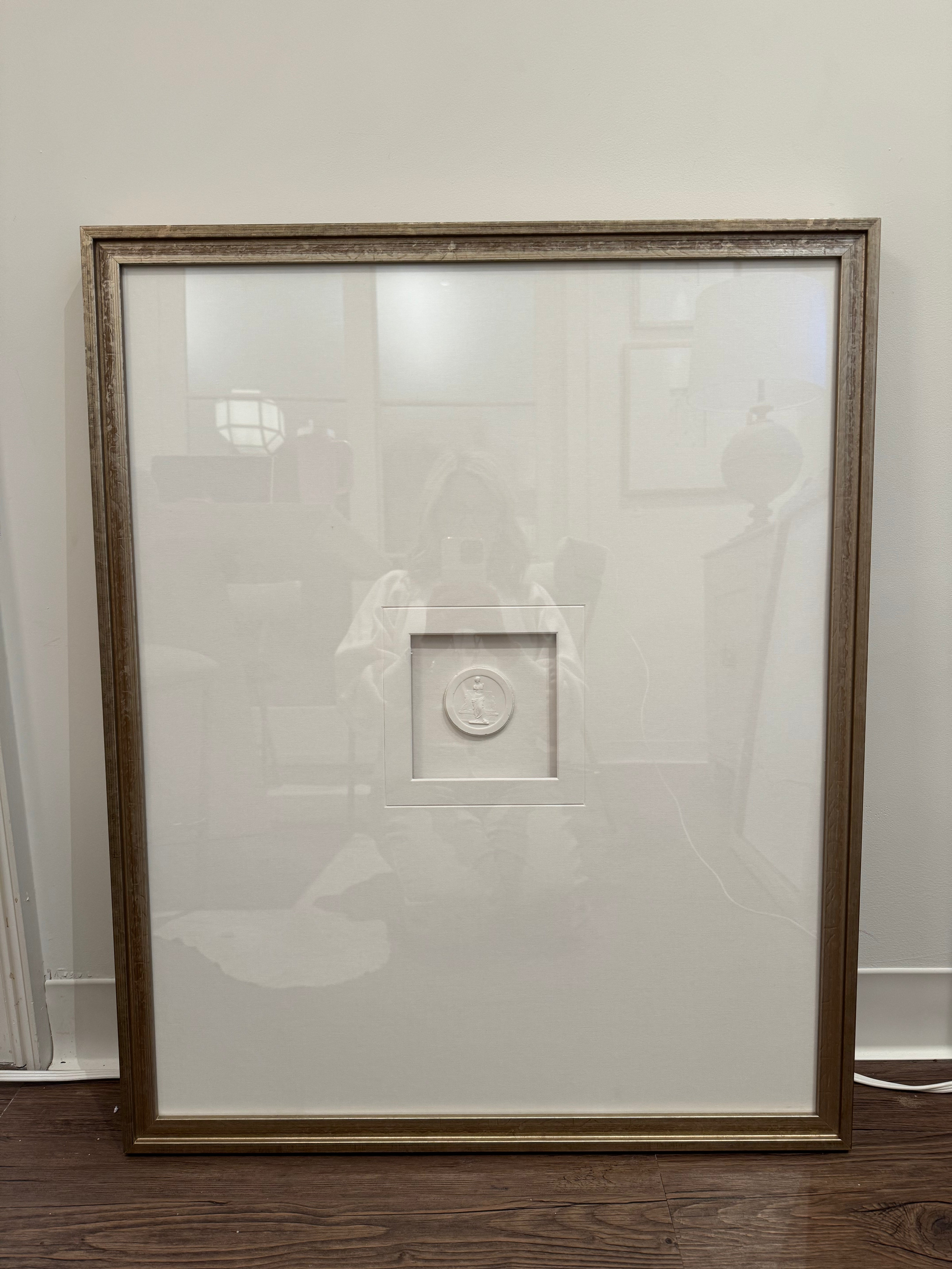 XL Intaglio White Linen Mat with V-Groove