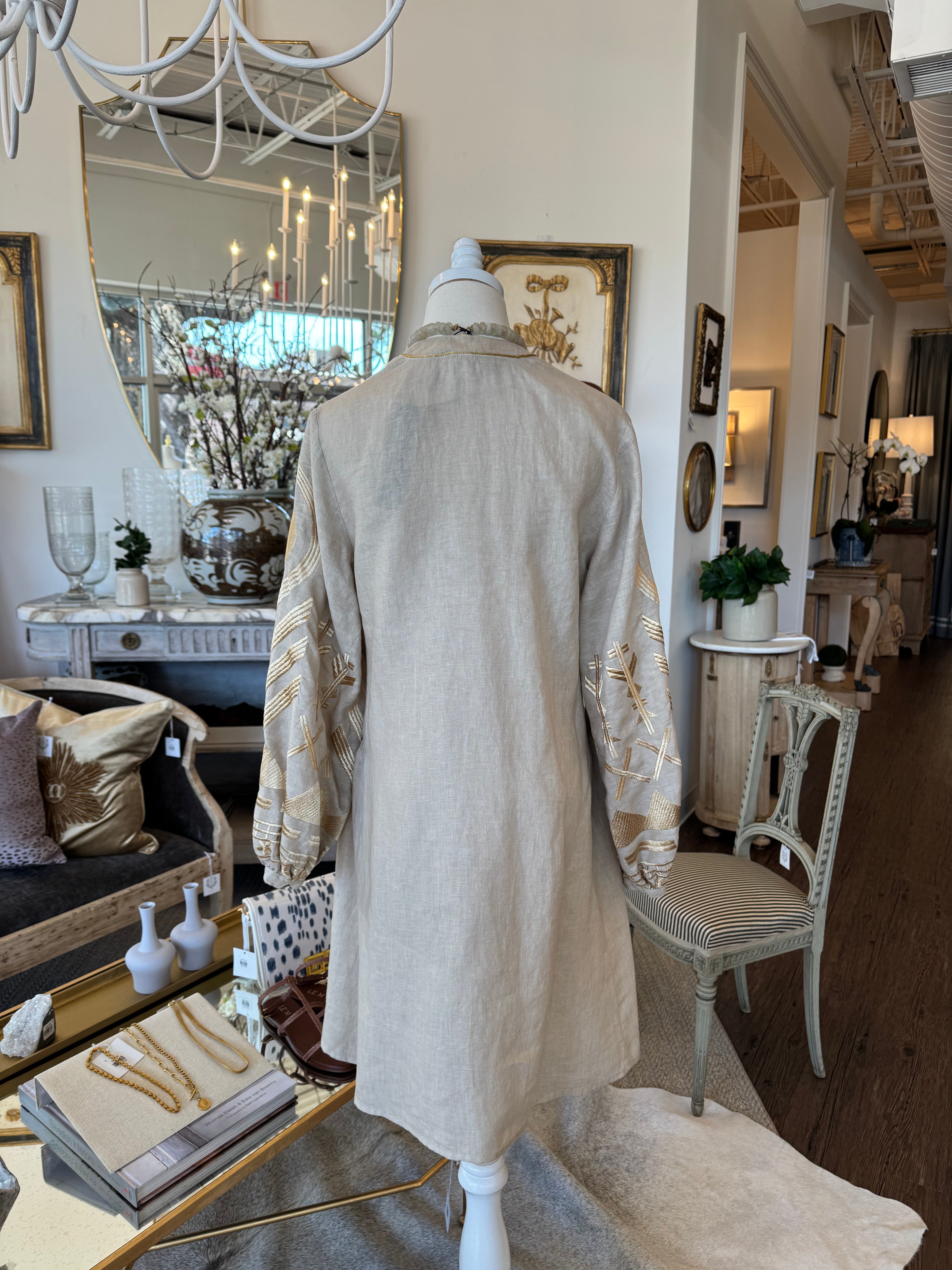 Embroidered V-Neck Mini Dress